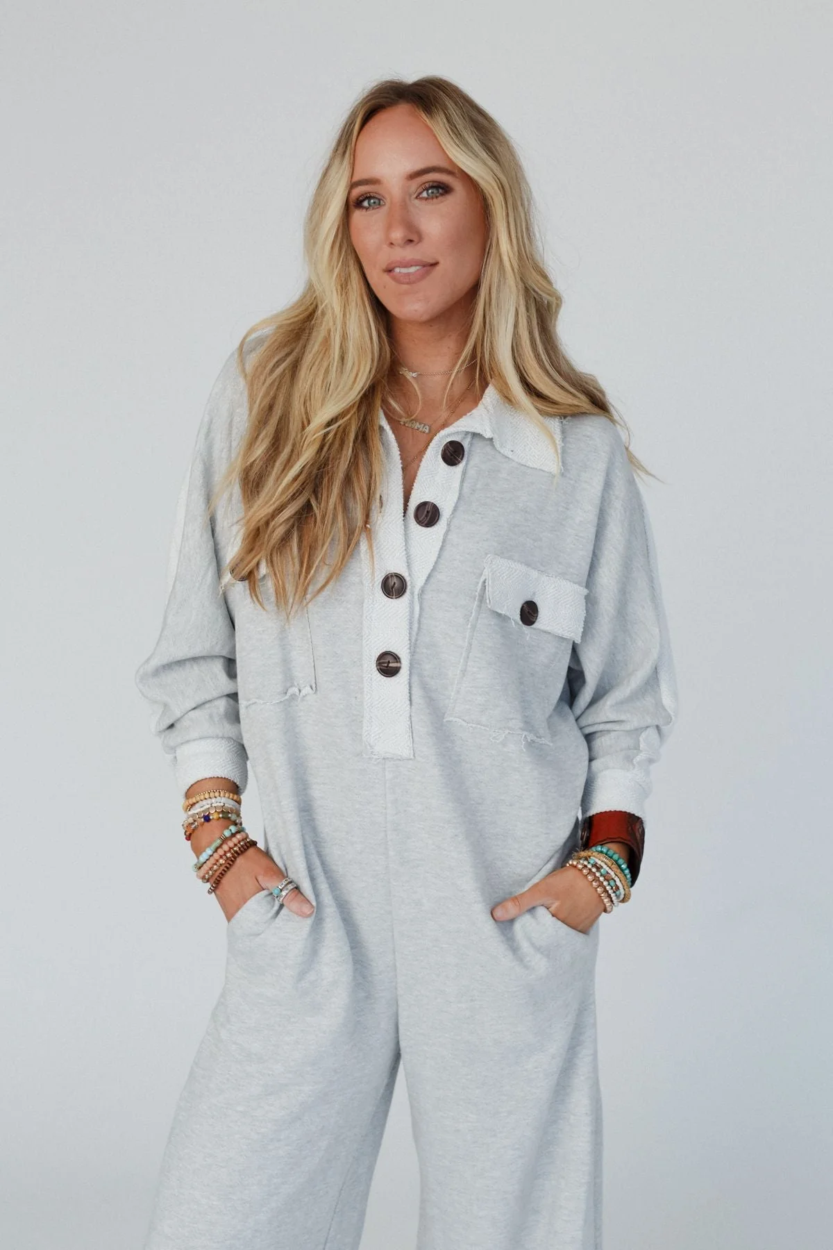 Jodi Long Sleeve Jumpsuit - Heather Gray - Image 5