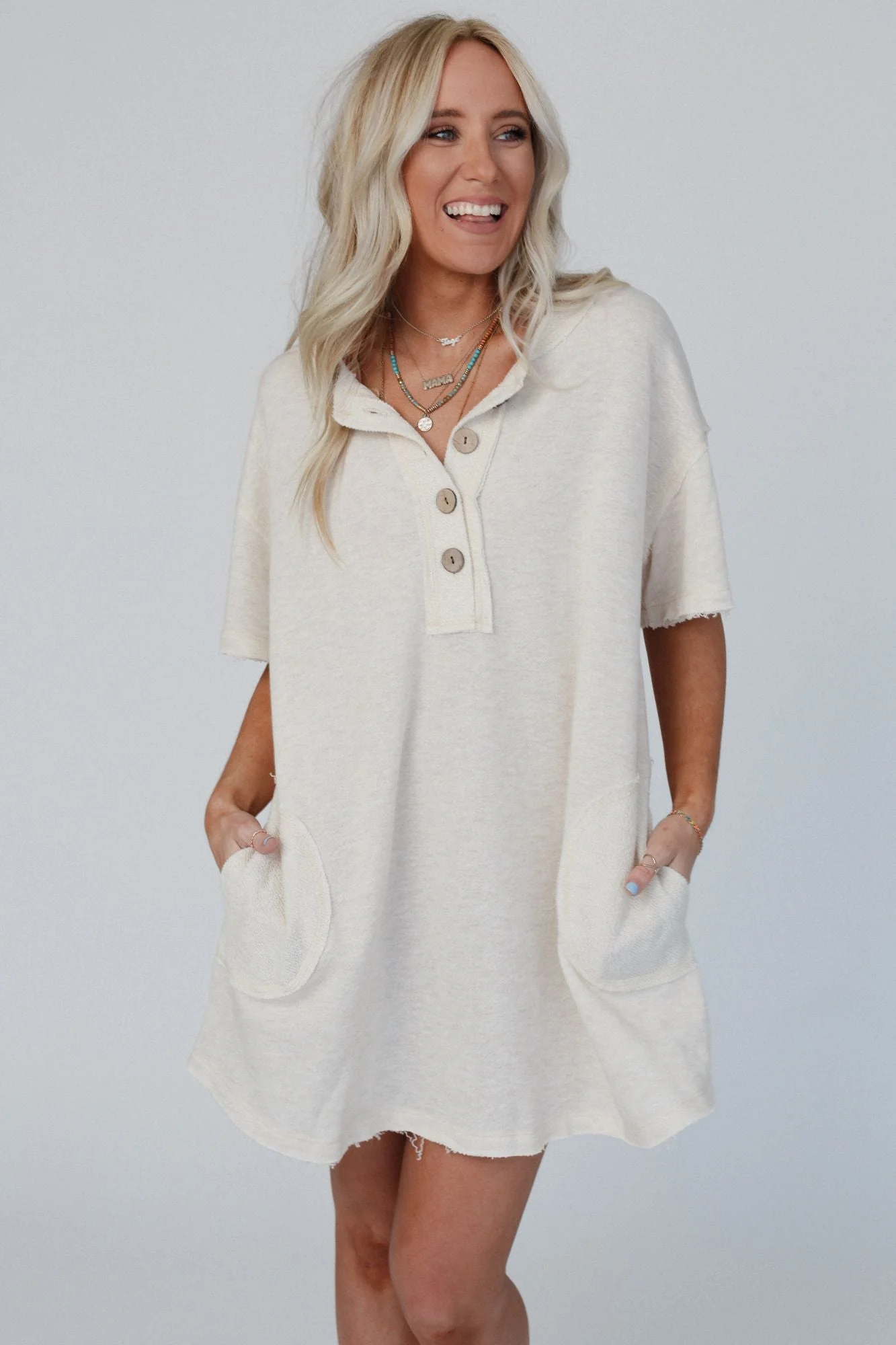 The Nest Jodi Tunic Dress - Oatmeal - Image 3