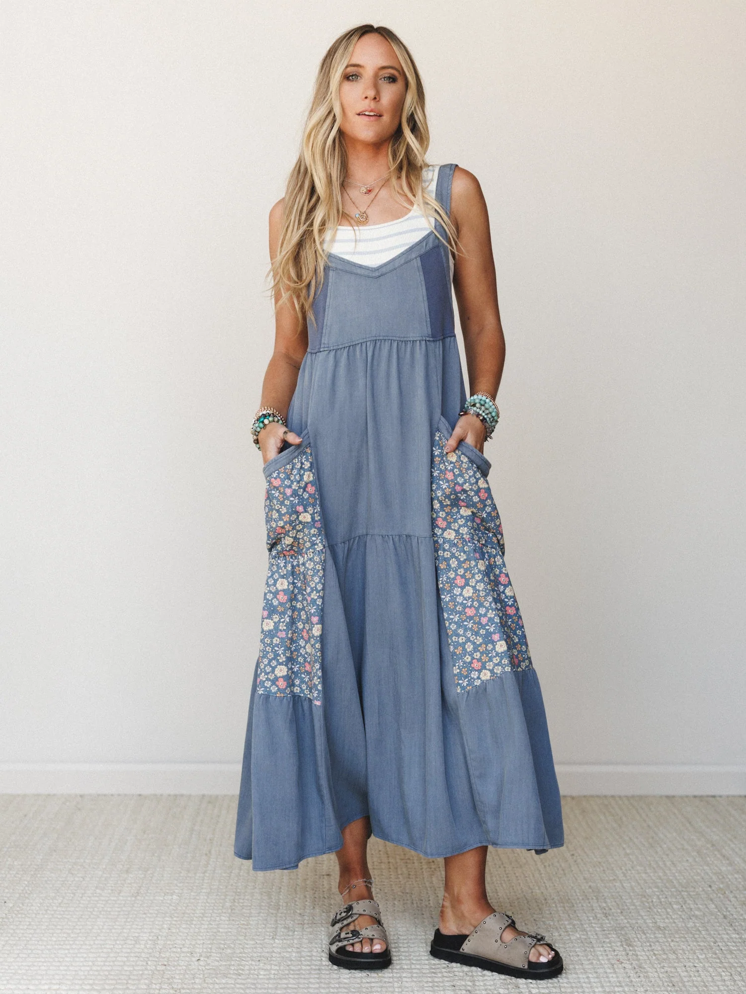June's Flowers Maxi Dress - Washed Denim - Image 2