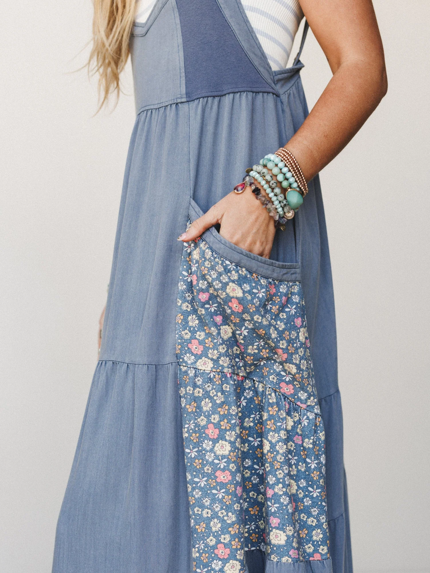 June's Flowers Maxi Dress - Washed Denim - Image 3