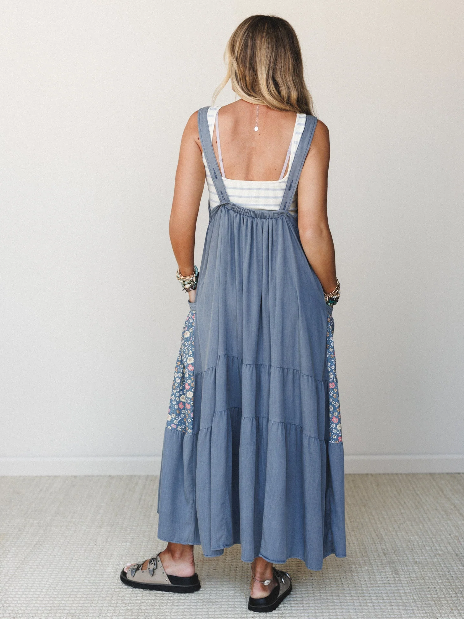 June's Flowers Maxi Dress - Washed Denim - Image 4