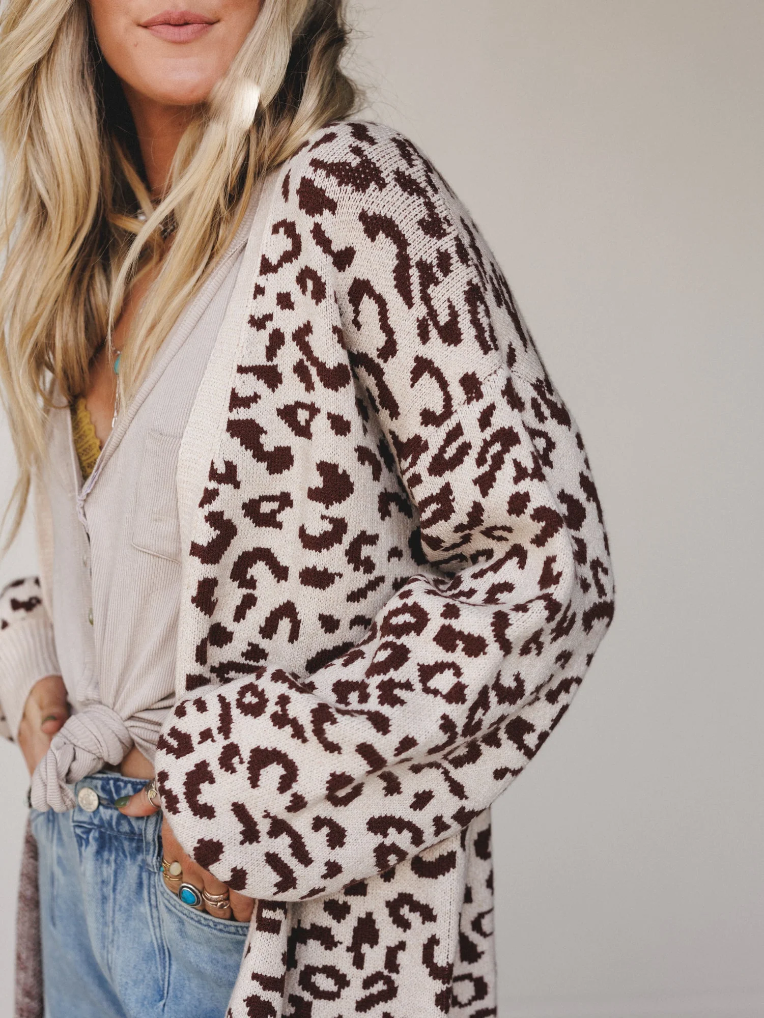 Jungle Grove Animal Print Cardigan - Brown Multi - Image 3