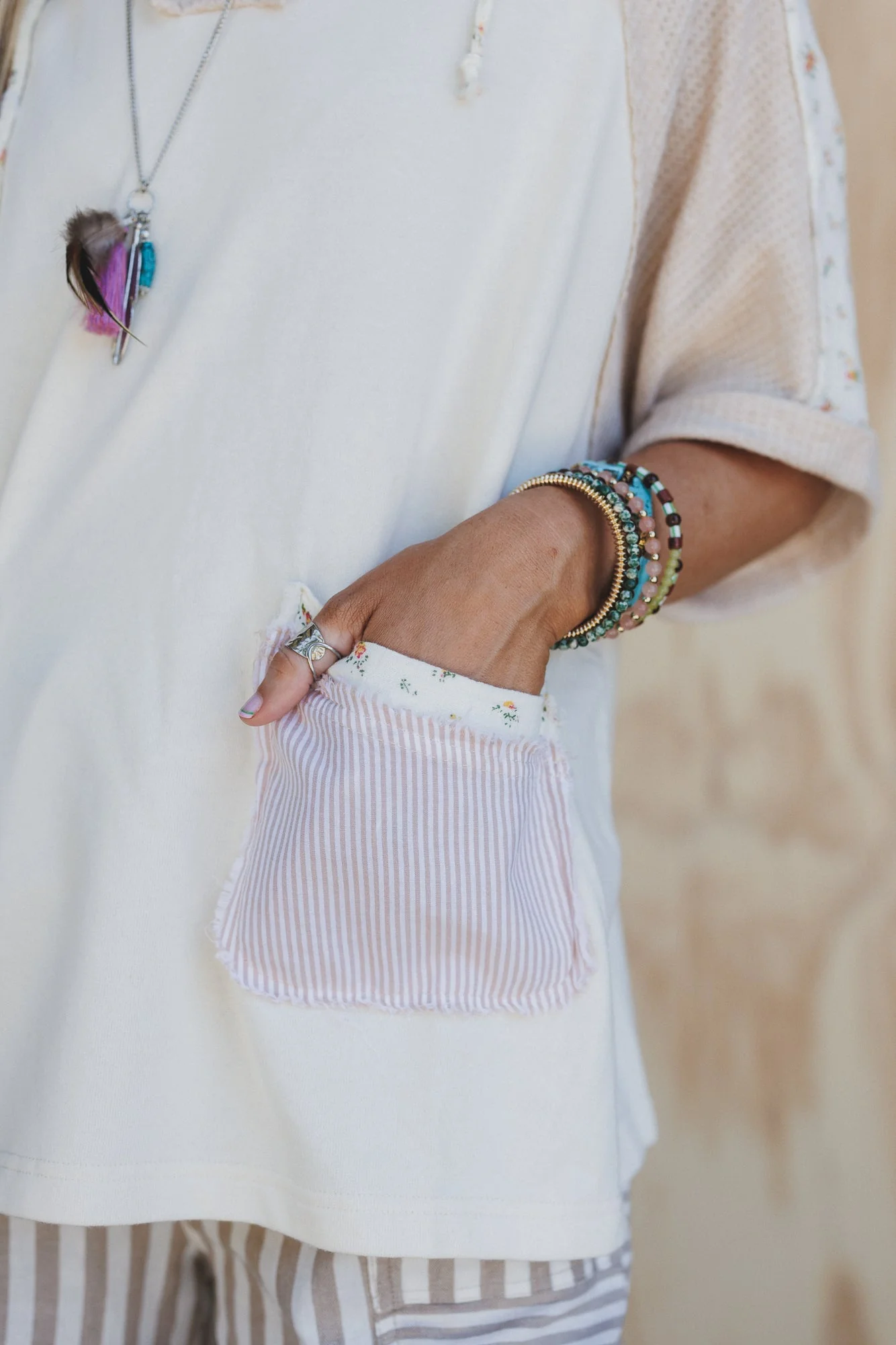 Just For You Hoodie Tunic Top - Cream - Image 3