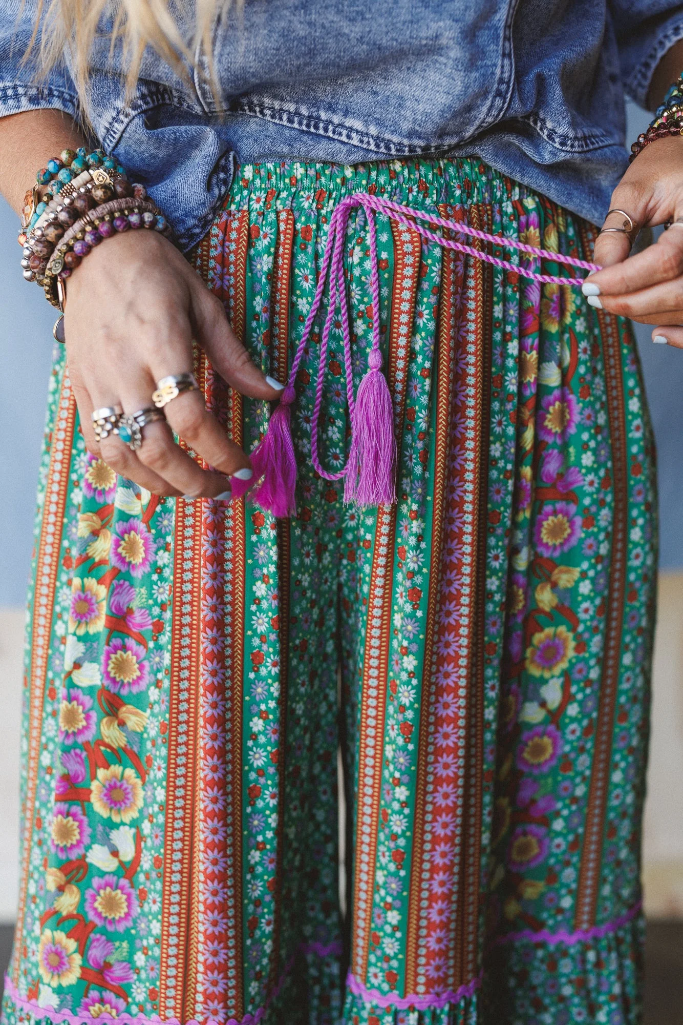 Kate Printed Wide Leg Pants - Sage - Image 3
