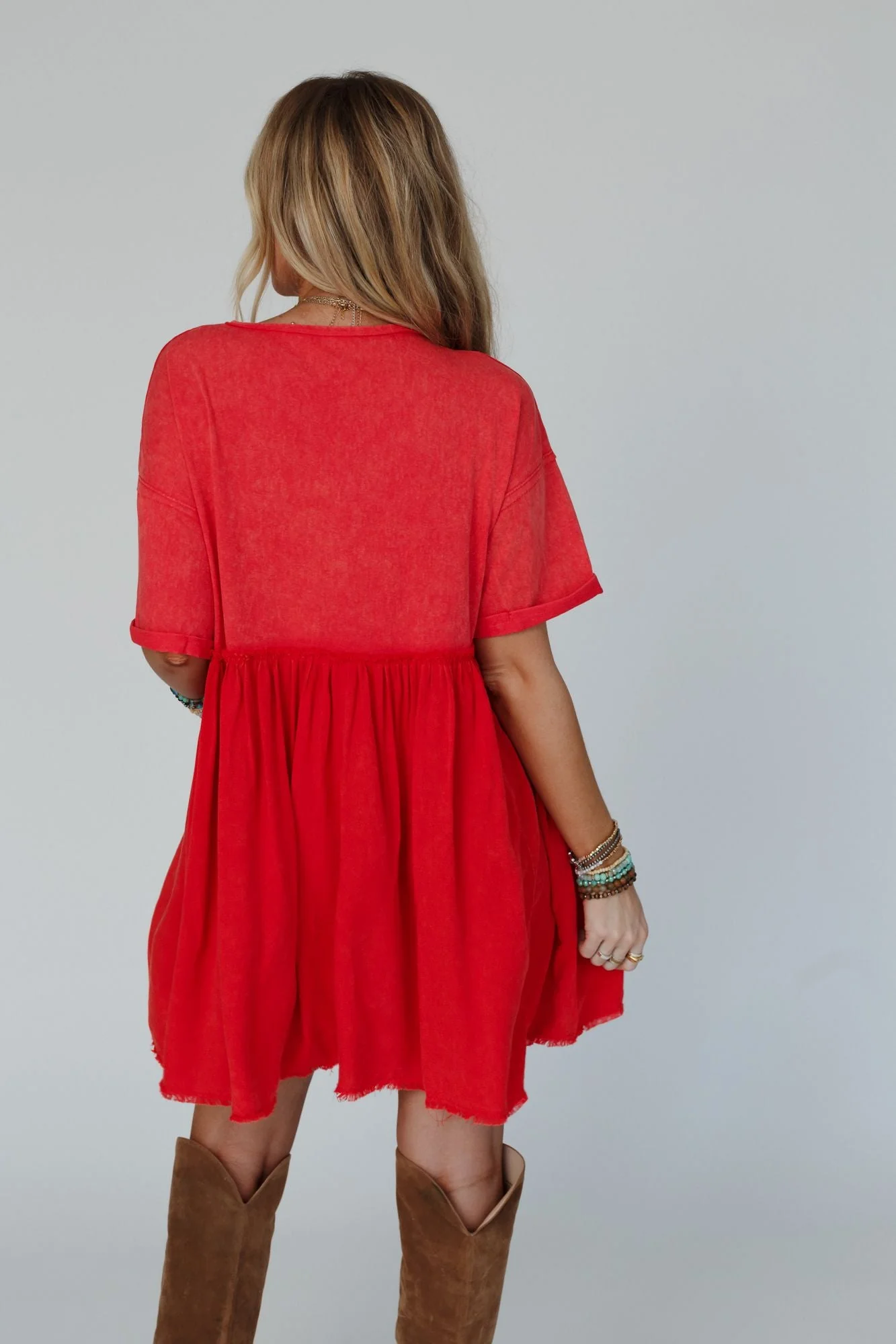 Keep In Touch Tunic Dress - Red - Image 4