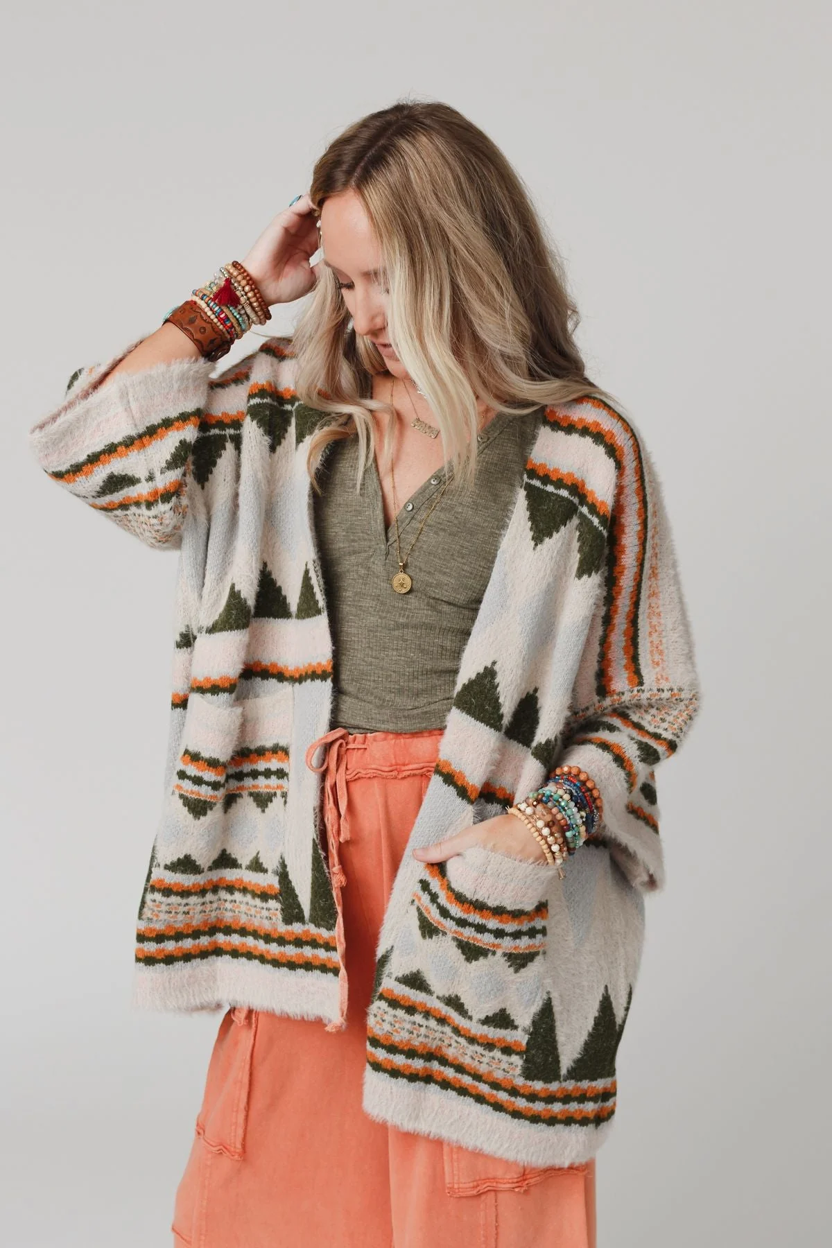 Keep It Up Oversized Cardigan - Olive - Image 9