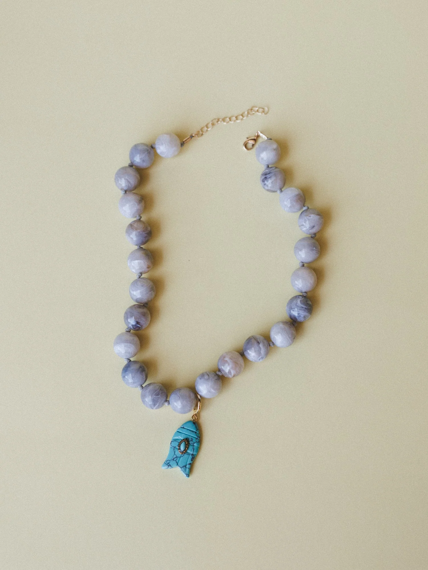 Kiawah Fish Charm Beaded Necklace - Grey - Image 3