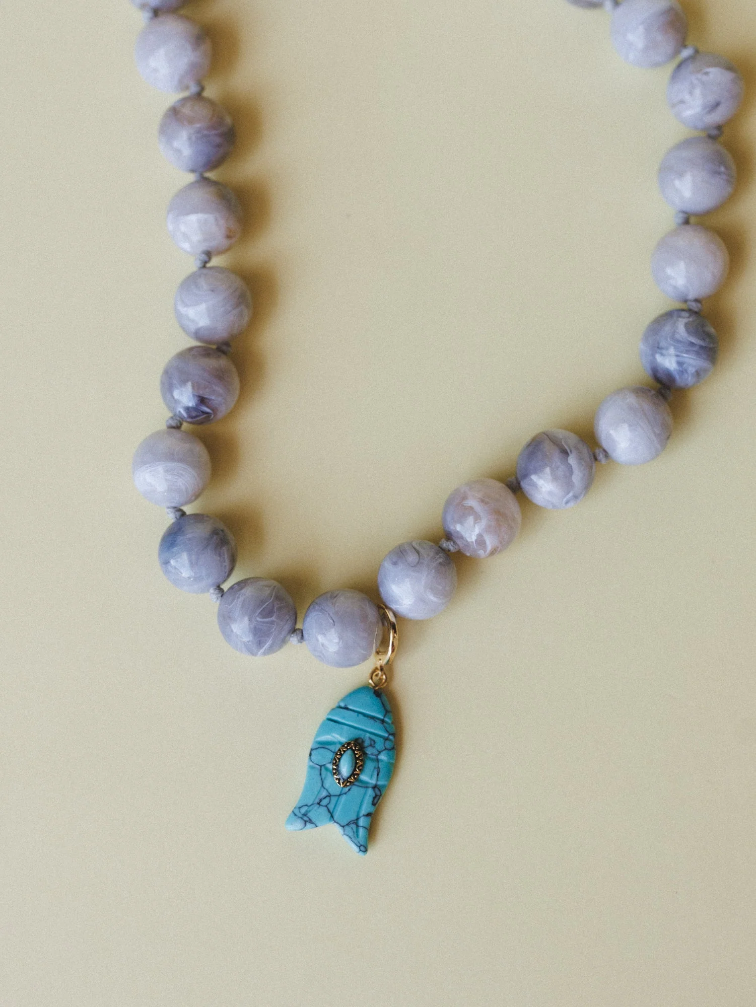 Kiawah Fish Charm Beaded Necklace - Grey - Image 6