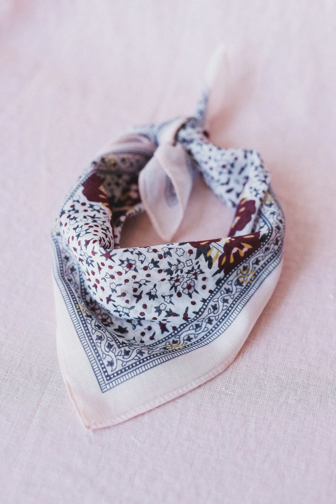 Knot Again Floral Bandana - White