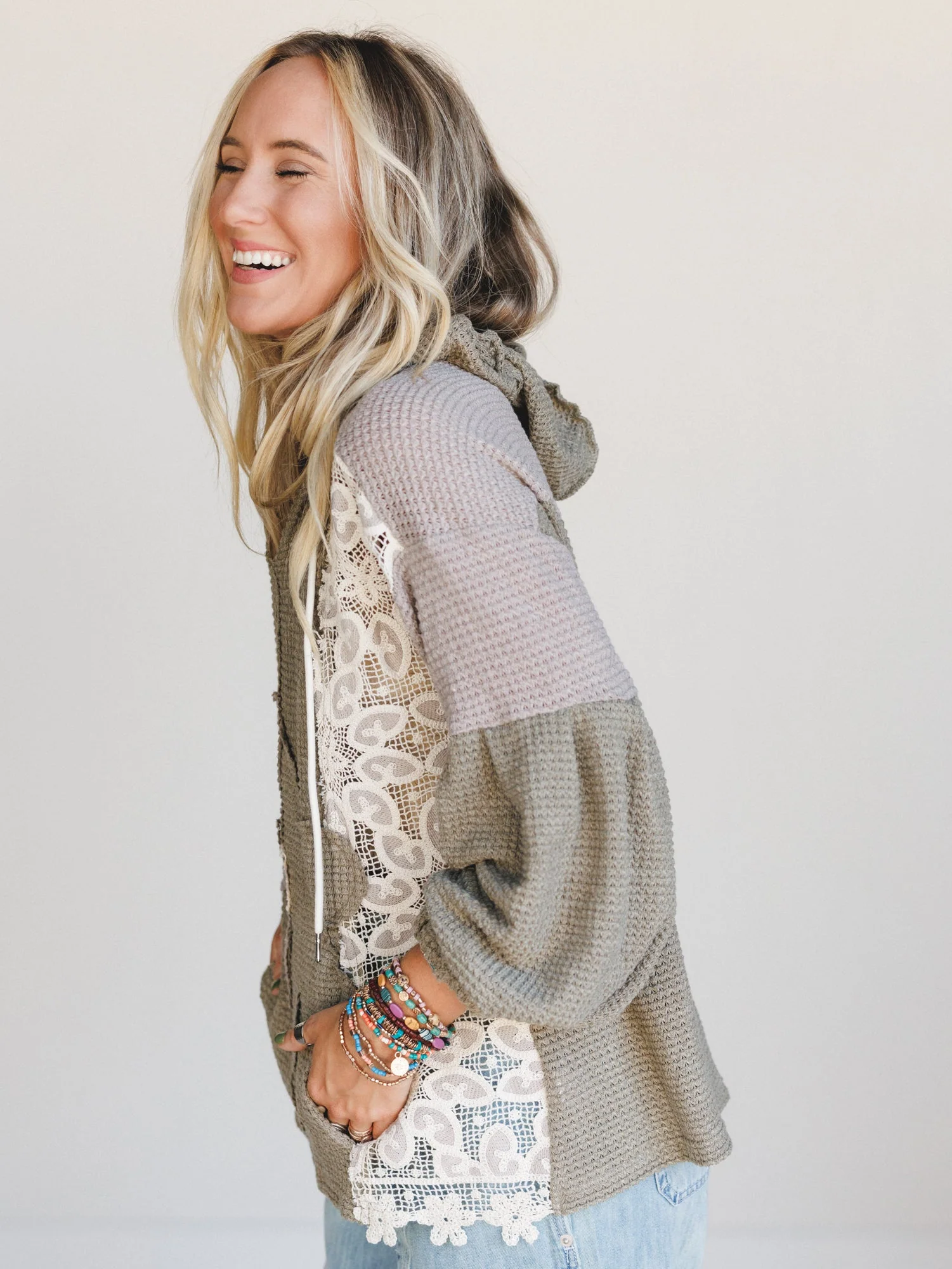 Lace Bliss Flower Patch Top - Olive - Image 2