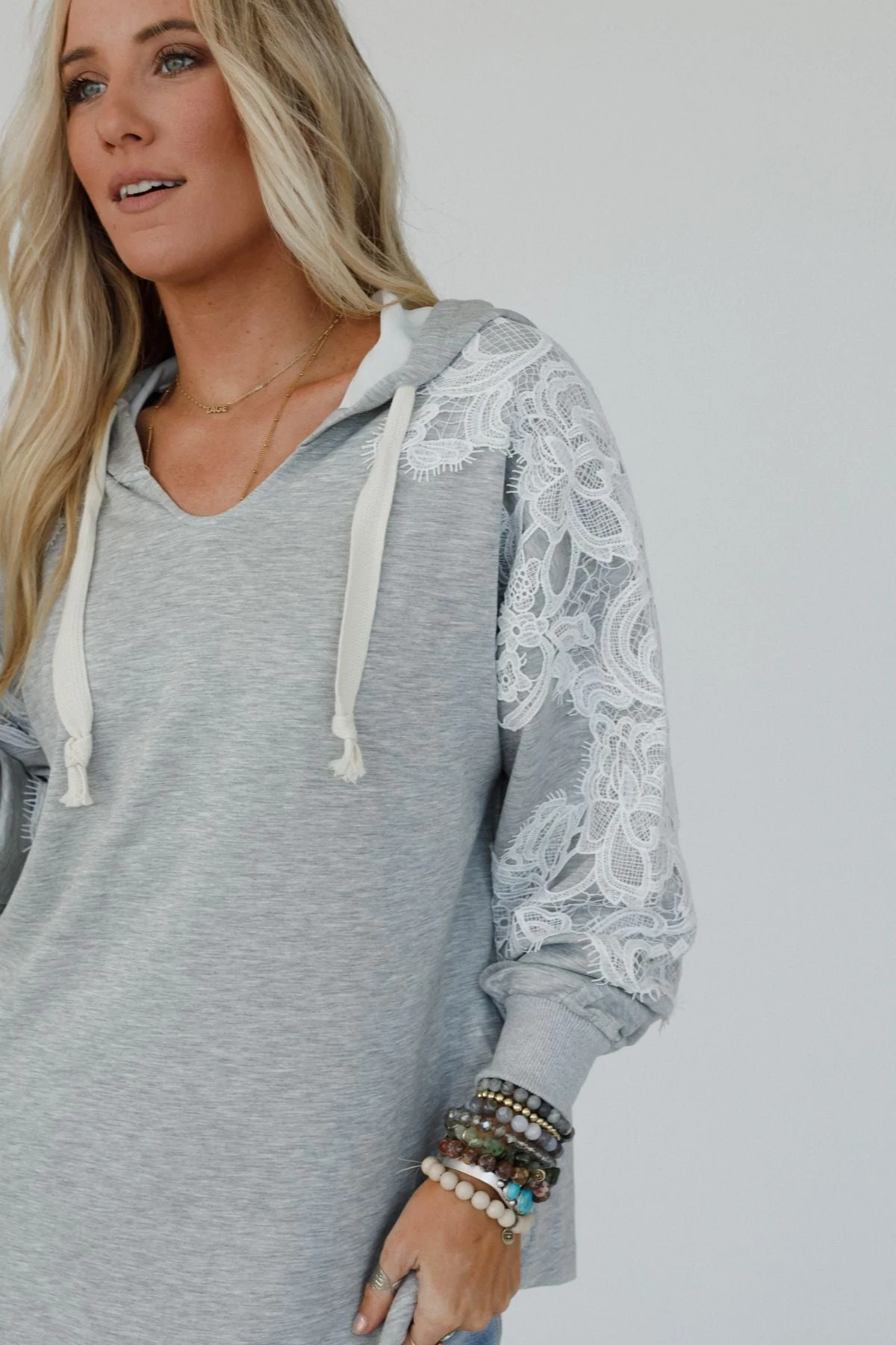 Laced in Love Hoodie Top - Heather Gray - Pre Order