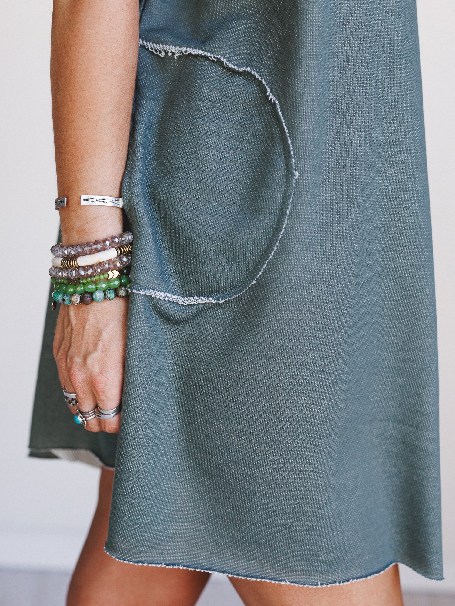 The Nest Laid Back Luxe Dress - Two Tone Olive - Image 3