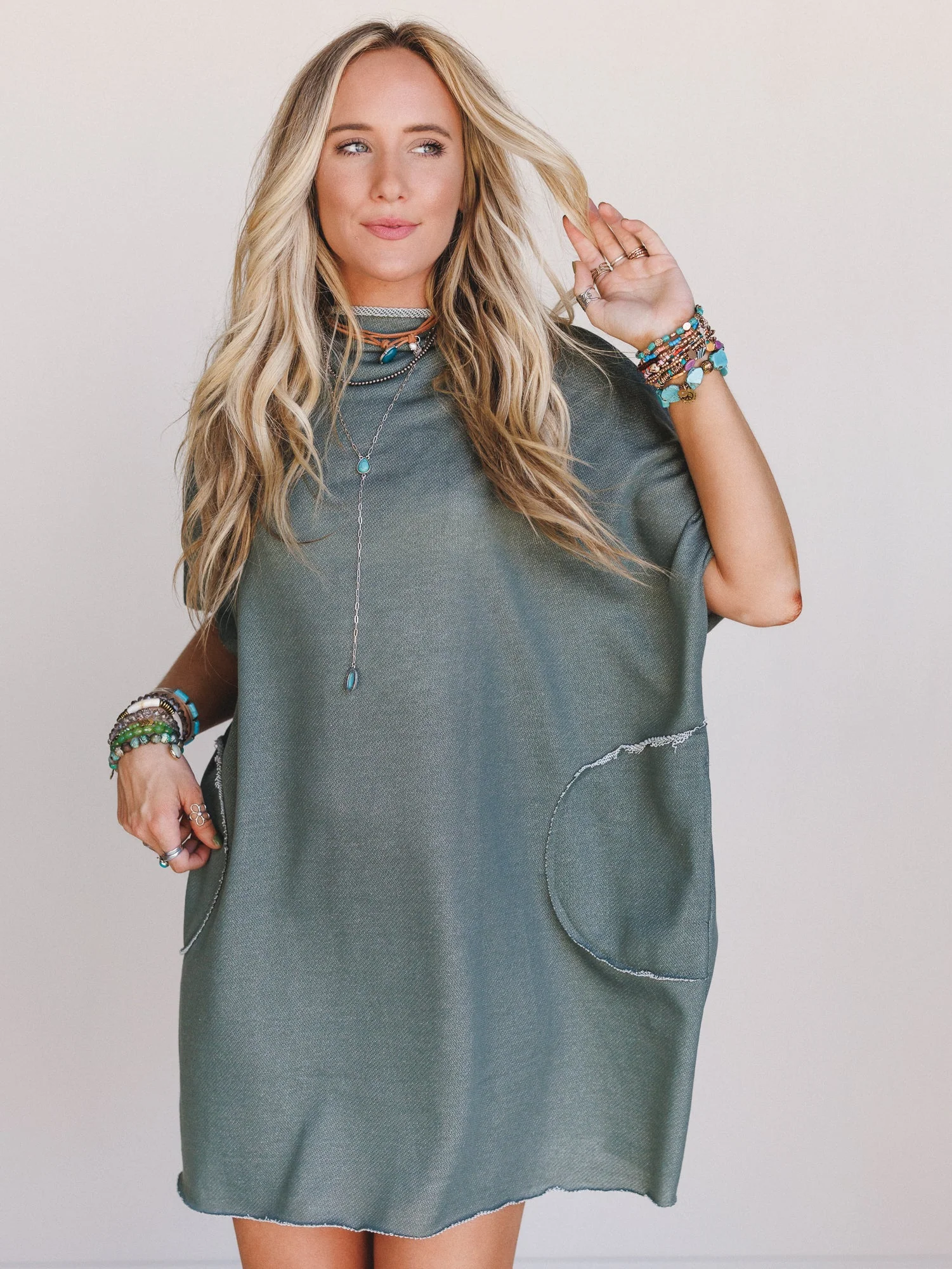 The Nest Laid Back Luxe Dress - Two Tone Olive - Image 4
