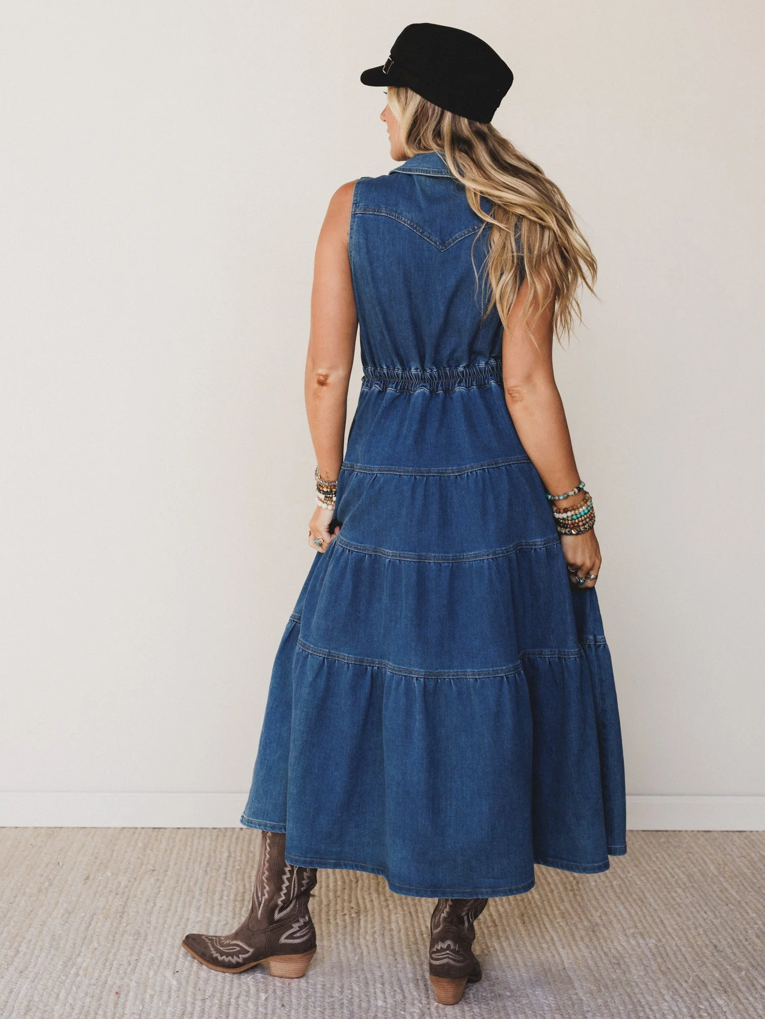 Lasso Luxe Tiered Maxi Dress - Denim - Image 5