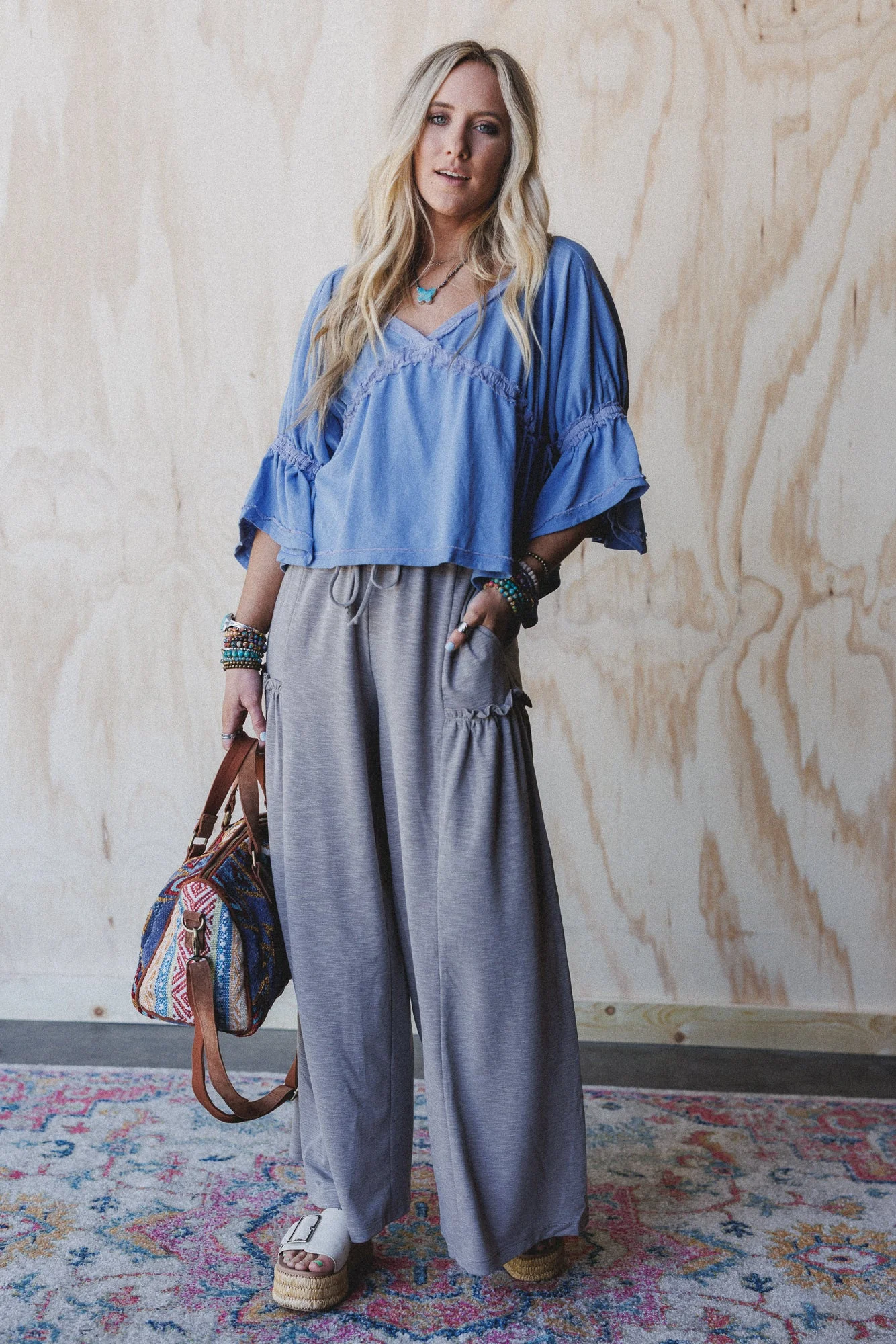 The Nest Laynie Wide Leg Pants - Brown - Image 2