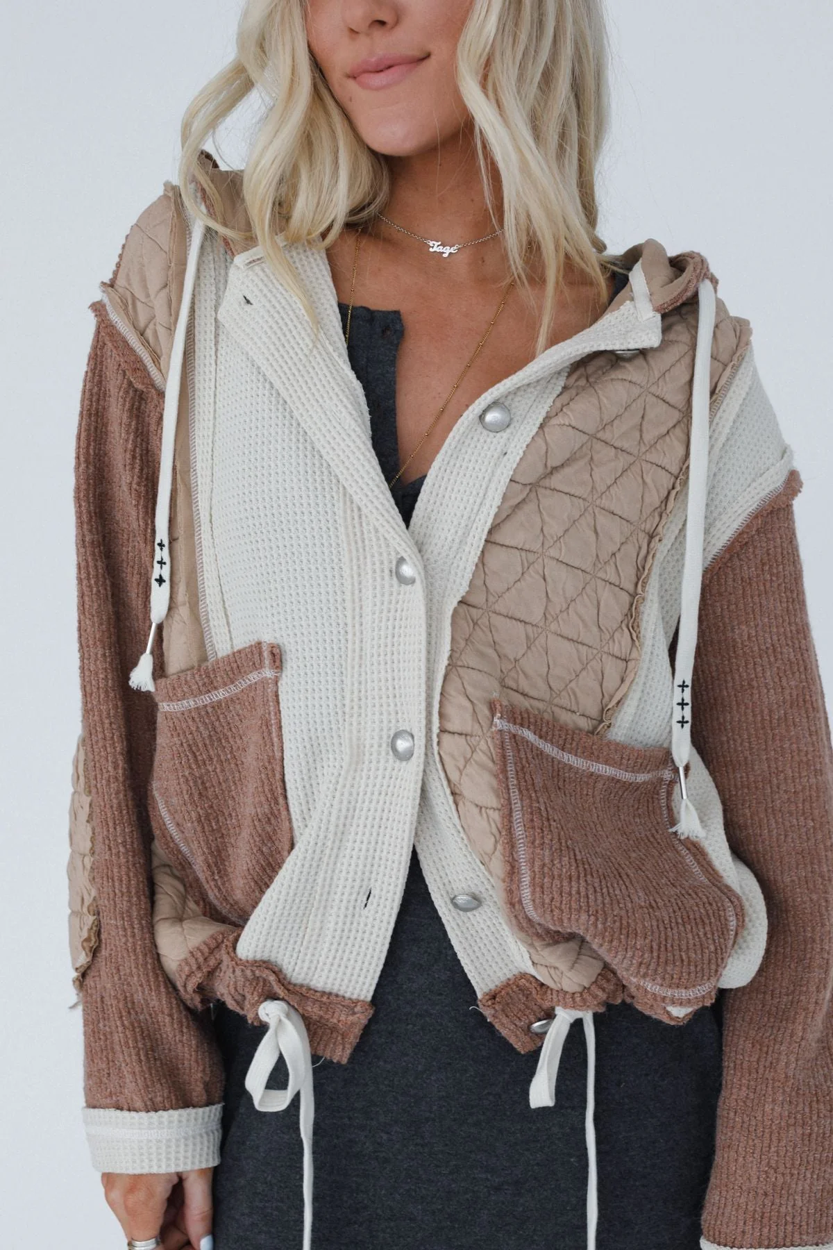 Leighton Button Up Jacket - Chocolate - Image 4