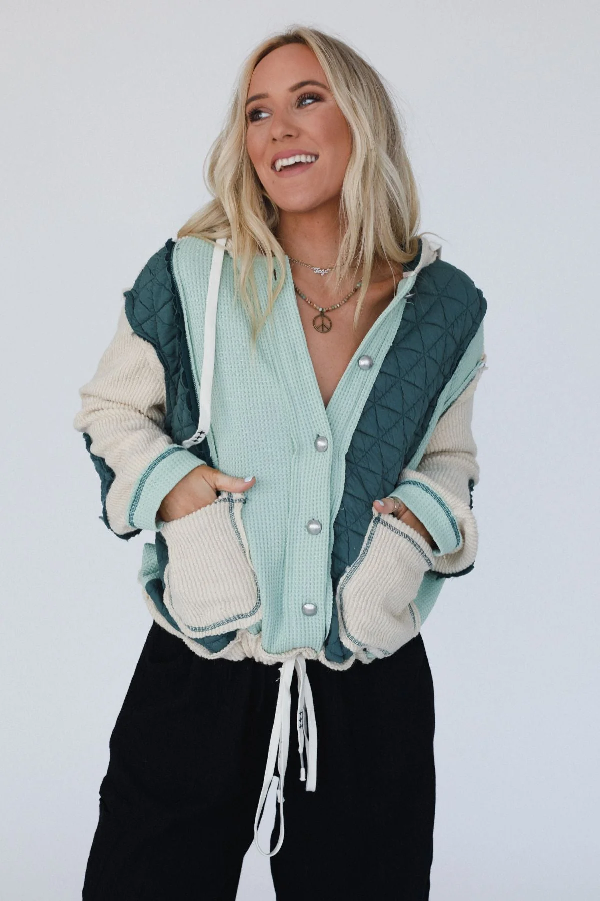 Leighton Button Up Jacket - Green - Image 7