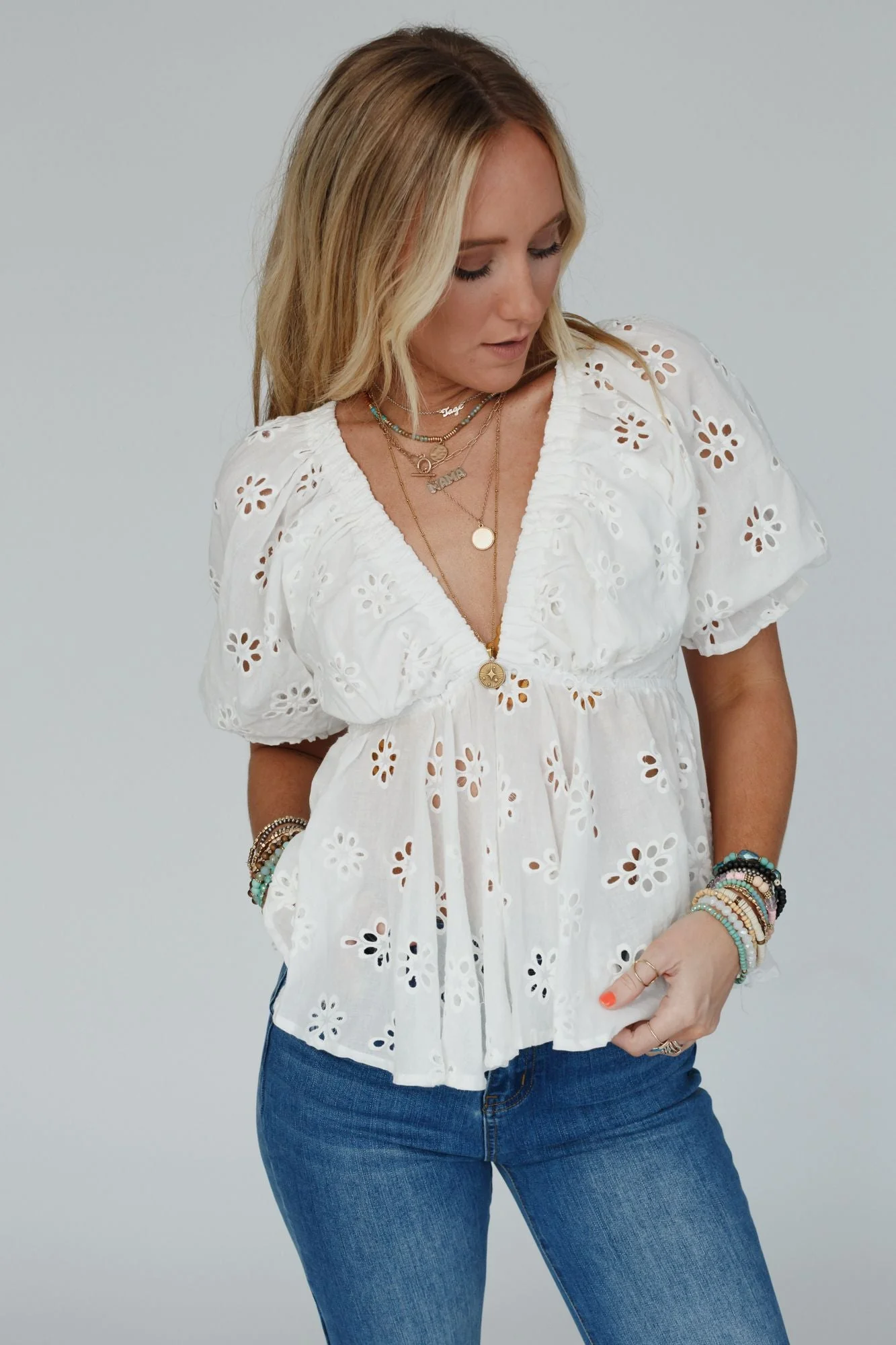 Let Love Embroidered Top - White - Image 4