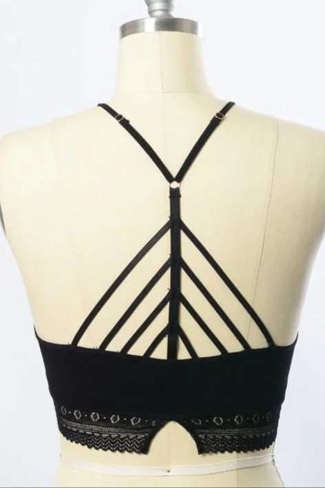 Light Of The Moon Crochet Trim Bralette - Black - Image 5