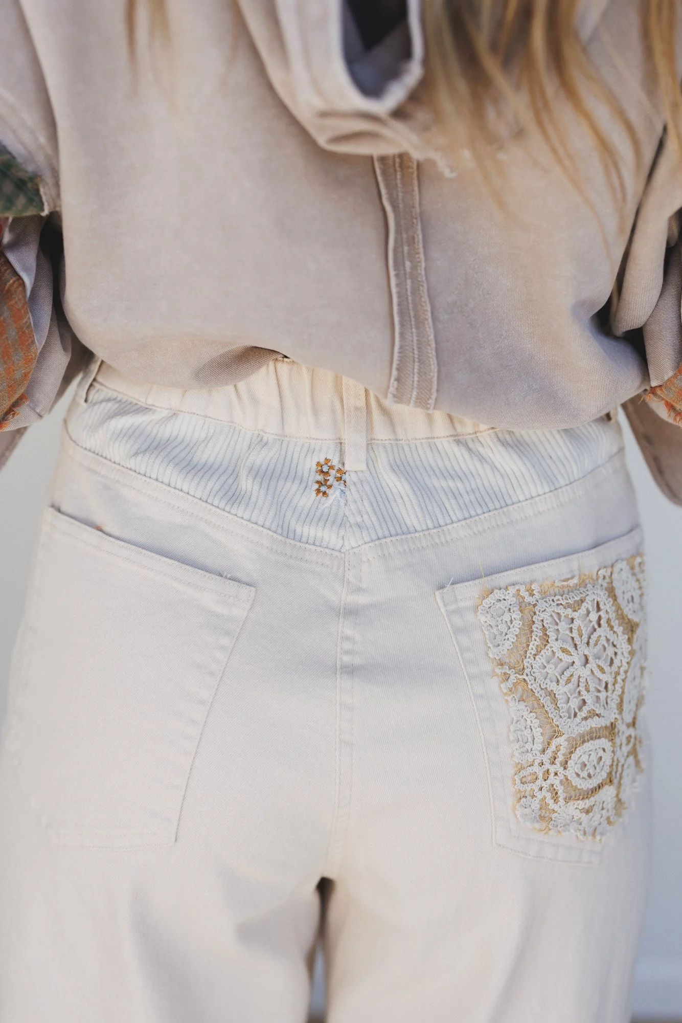 Liora Patchwork Pants - Cream - Image 4