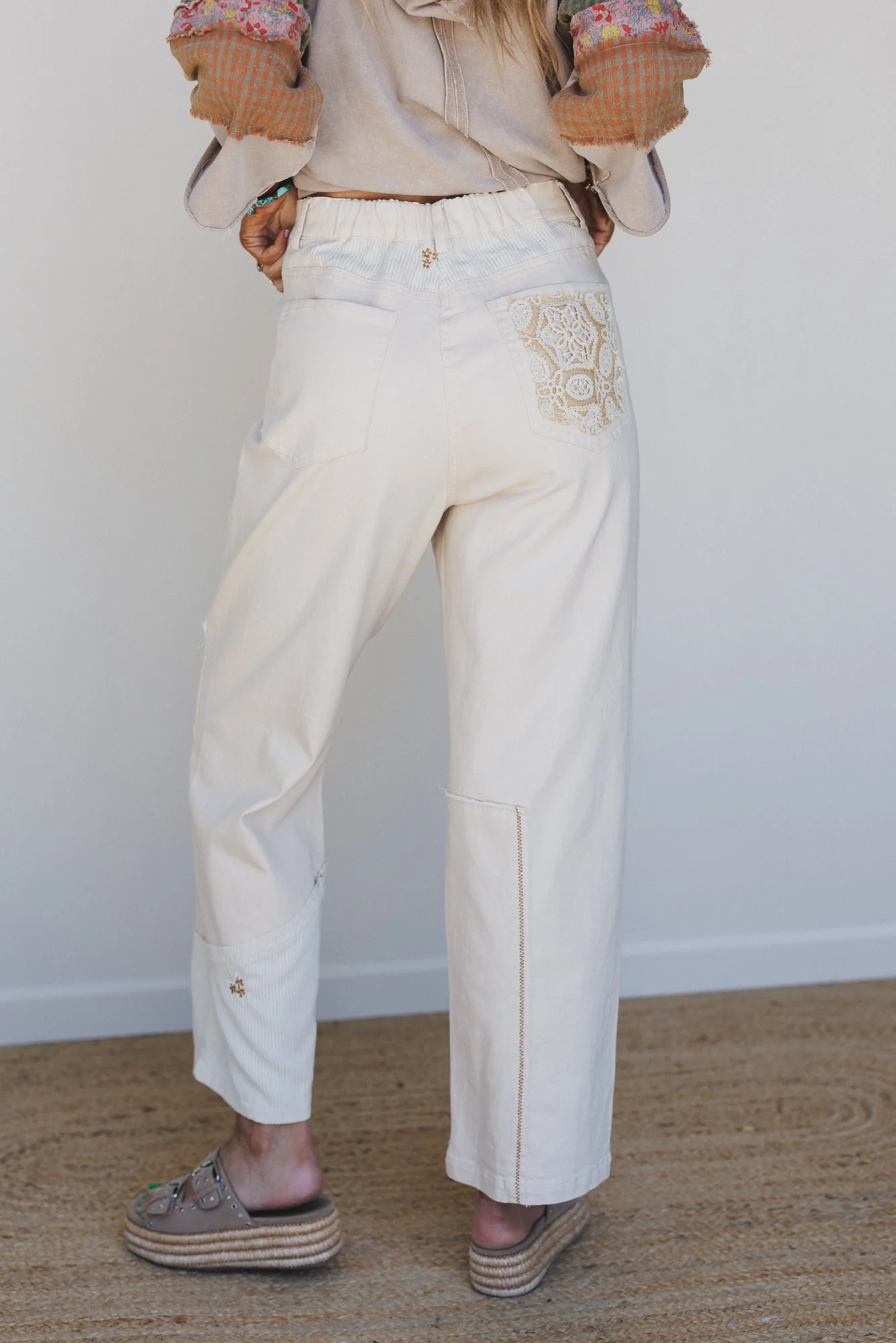 Liora Patchwork Pants - Cream - Image 5