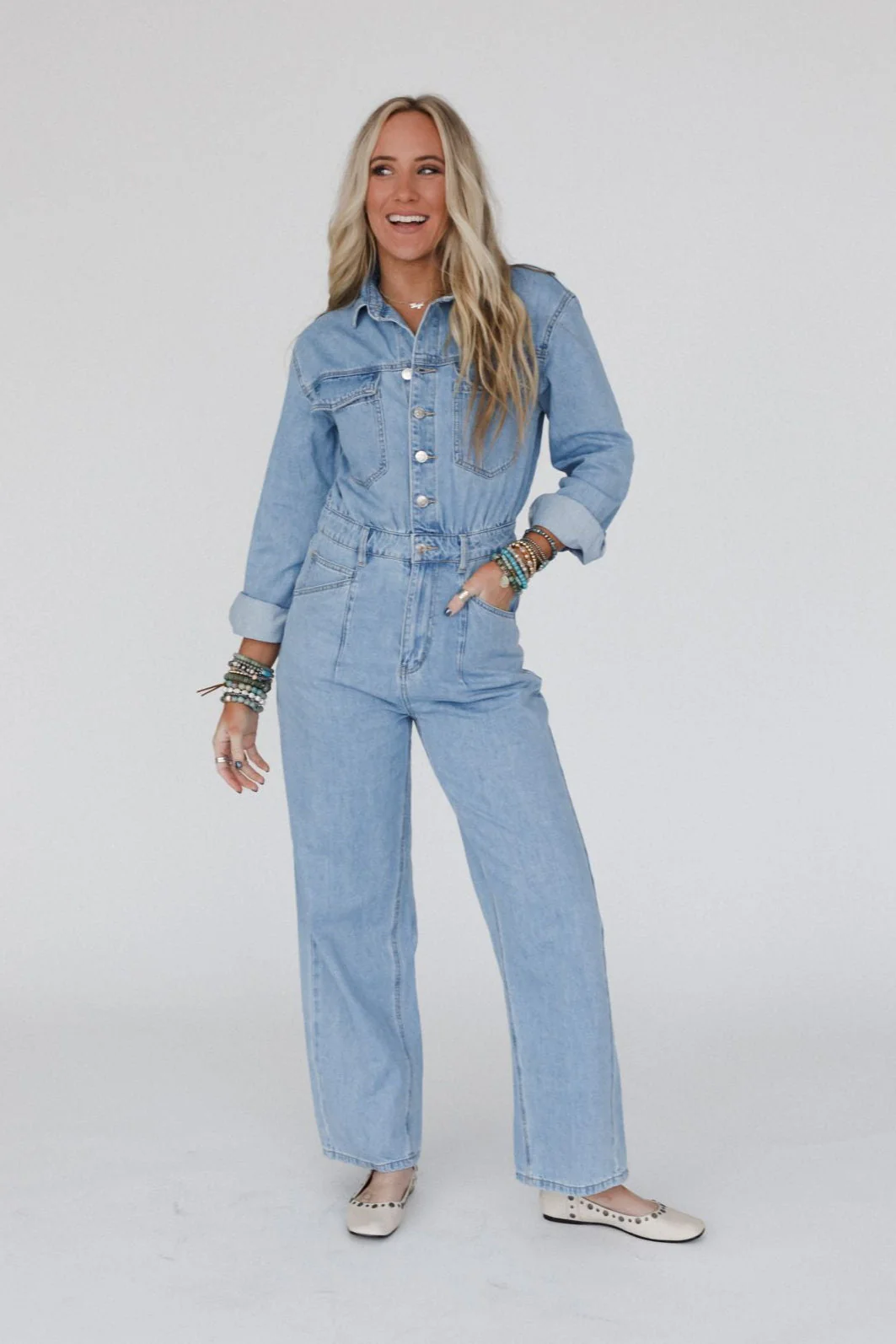 Little Extra Denim Jumpsuit - Light Denim - Image 2