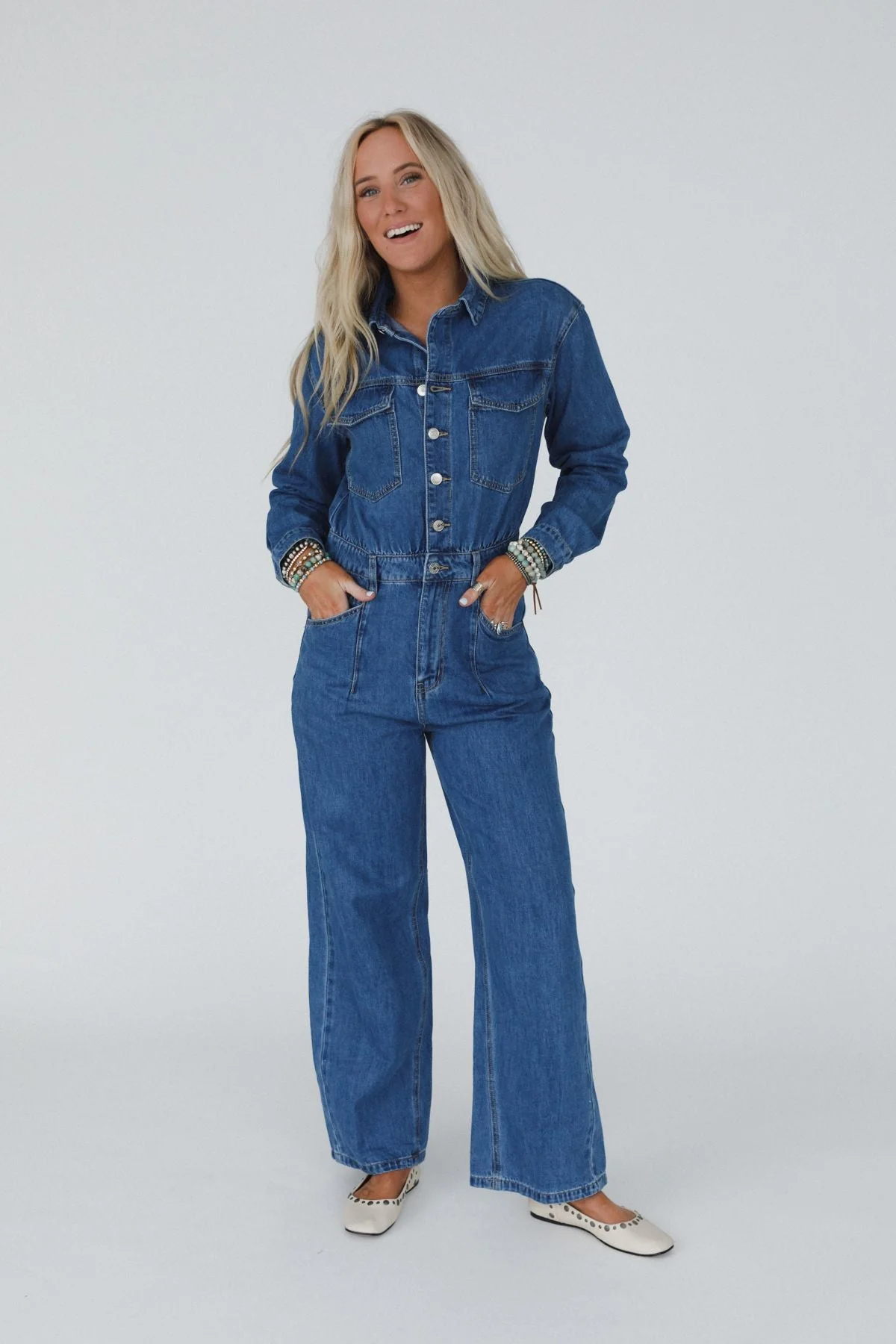 Little Extra Denim Jumpsuit - Medium Denim - Pre Order