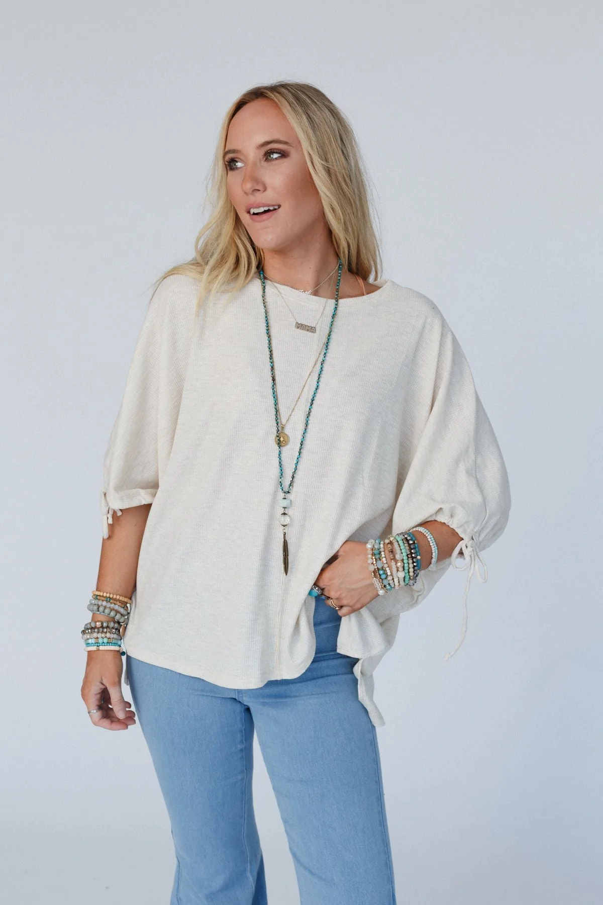The Nest Little Lark Puff Sleeve Tee - Oatmeal - Image 3