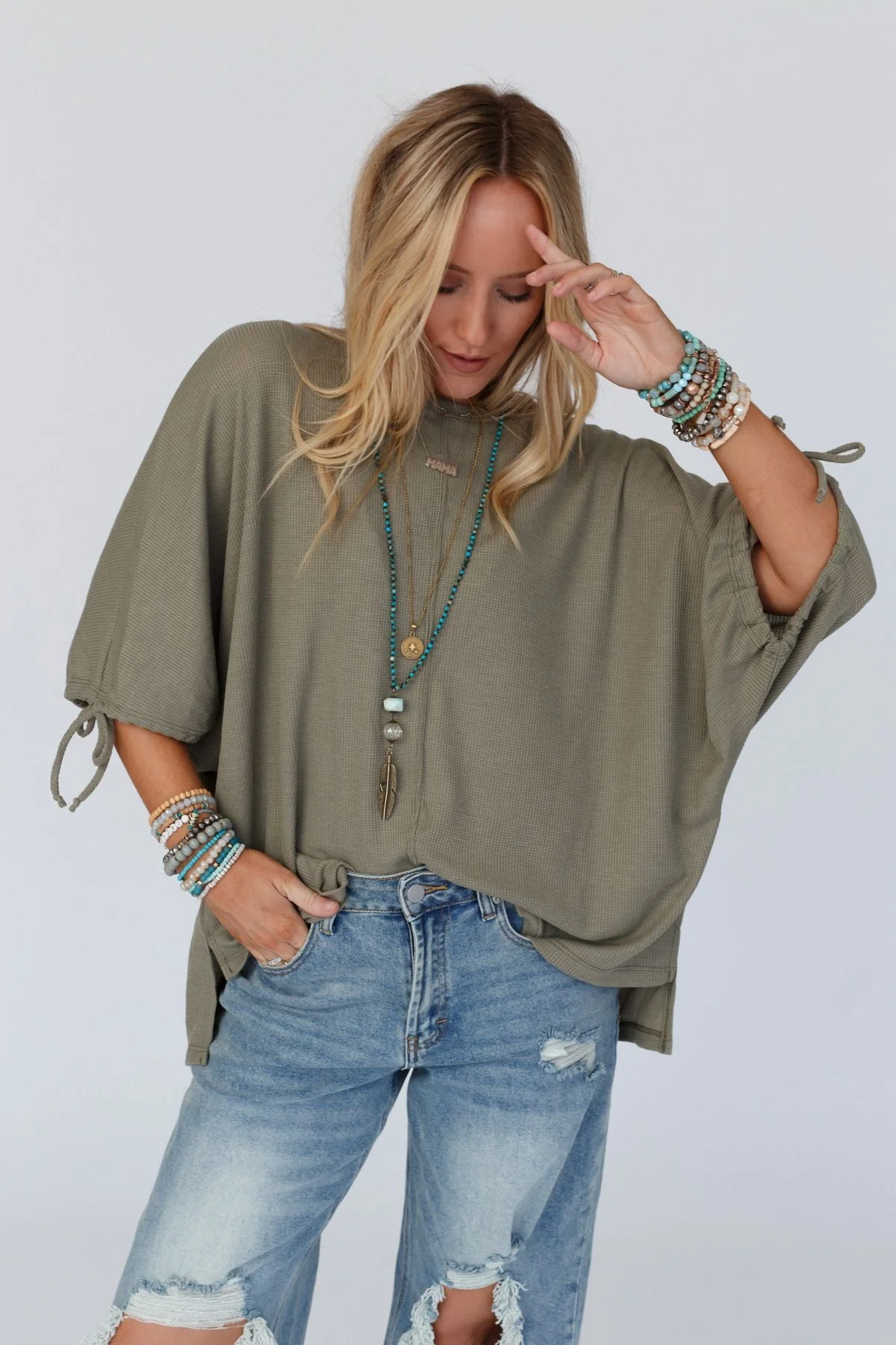 The Nest Little Lark Puff Sleeve Tee - Olive - Pre Order