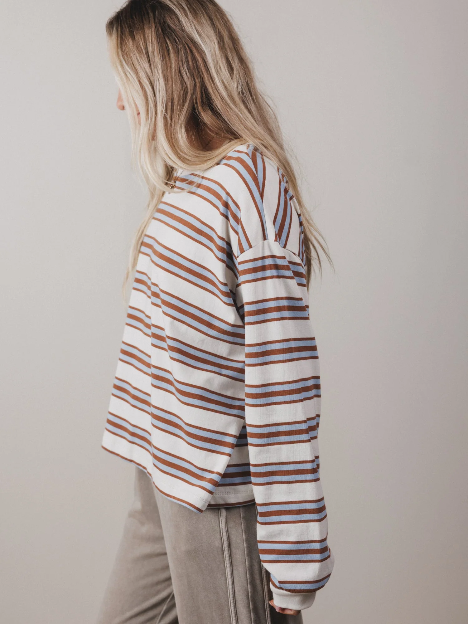 Long Sleeve Striped Top - Blue - Image 2