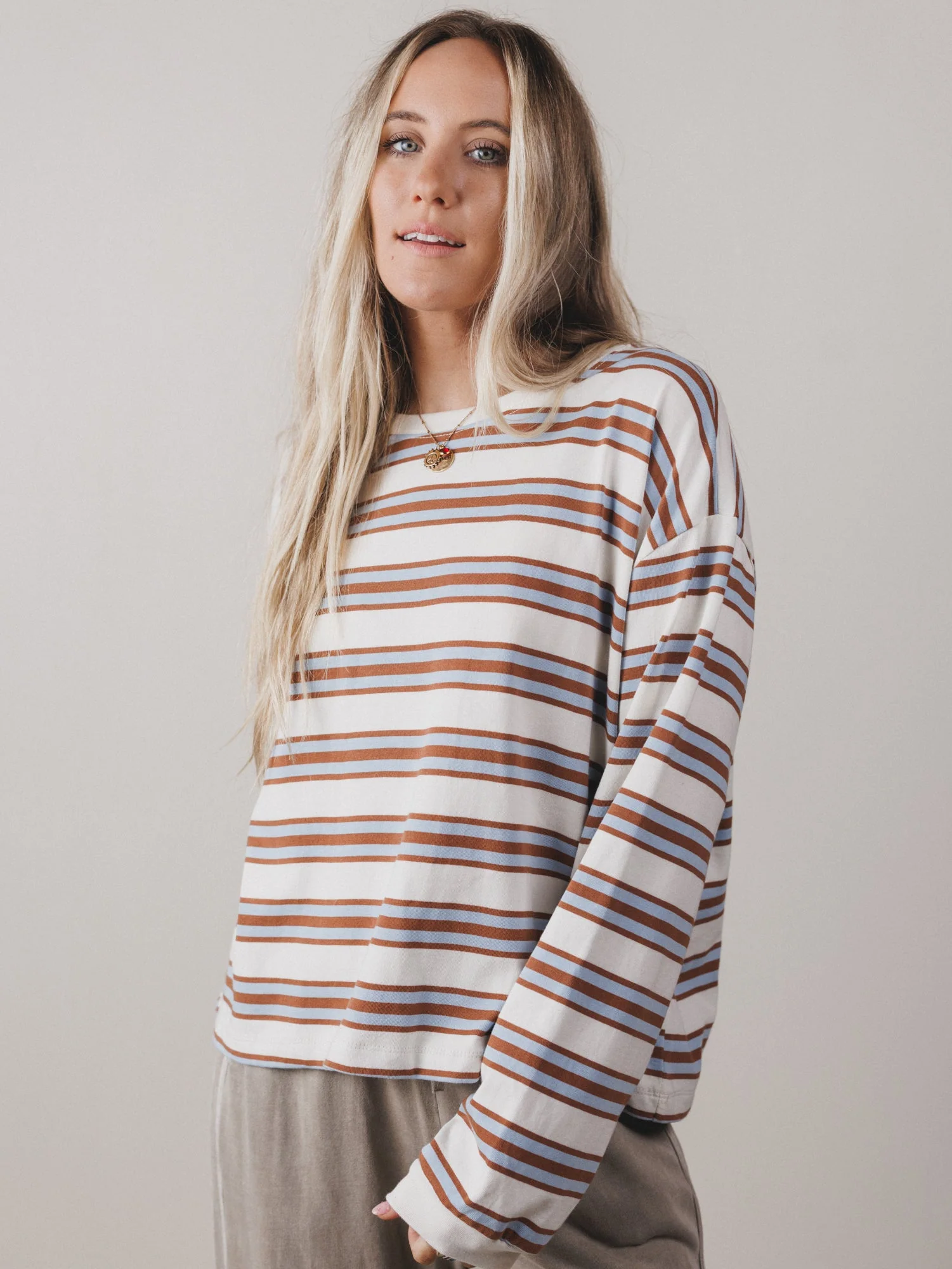 Long Sleeve Striped Top - Blue - Pre Order