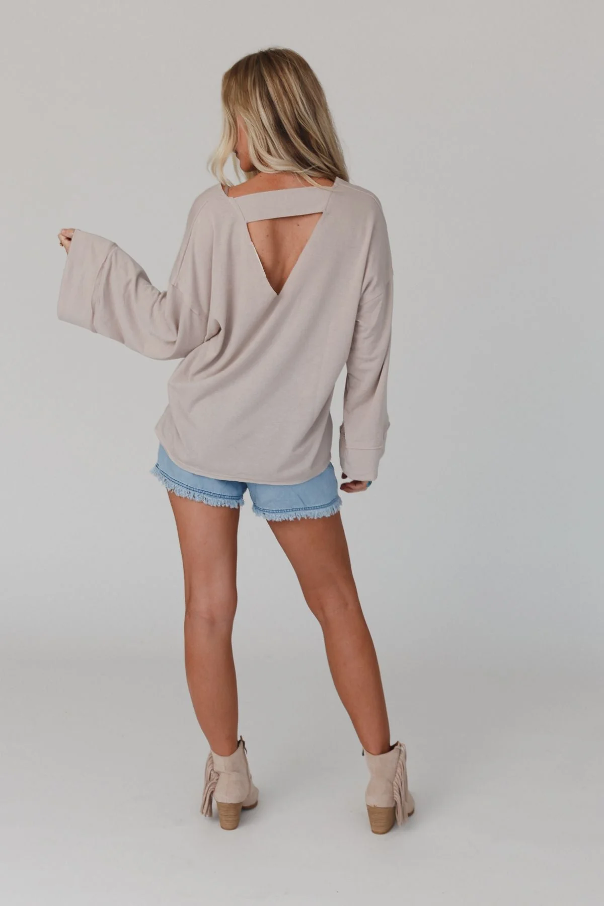 The Nest Love It V Neckline Sweater Top - Tan - Image 4