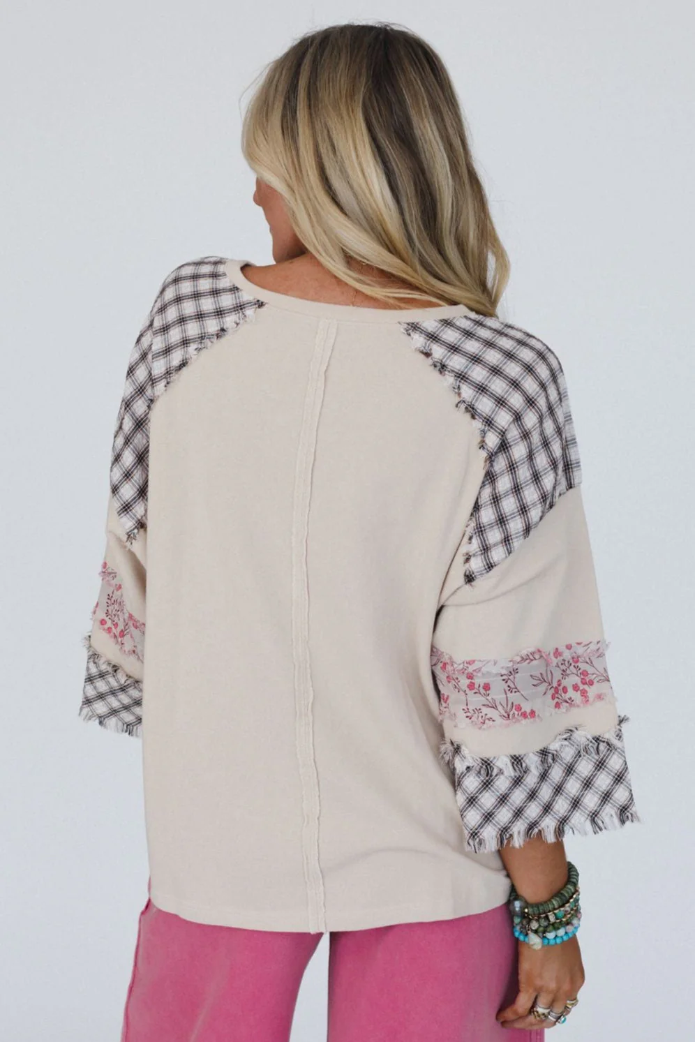Love Rules Heart Patch Top - Oatmeal - Image 3