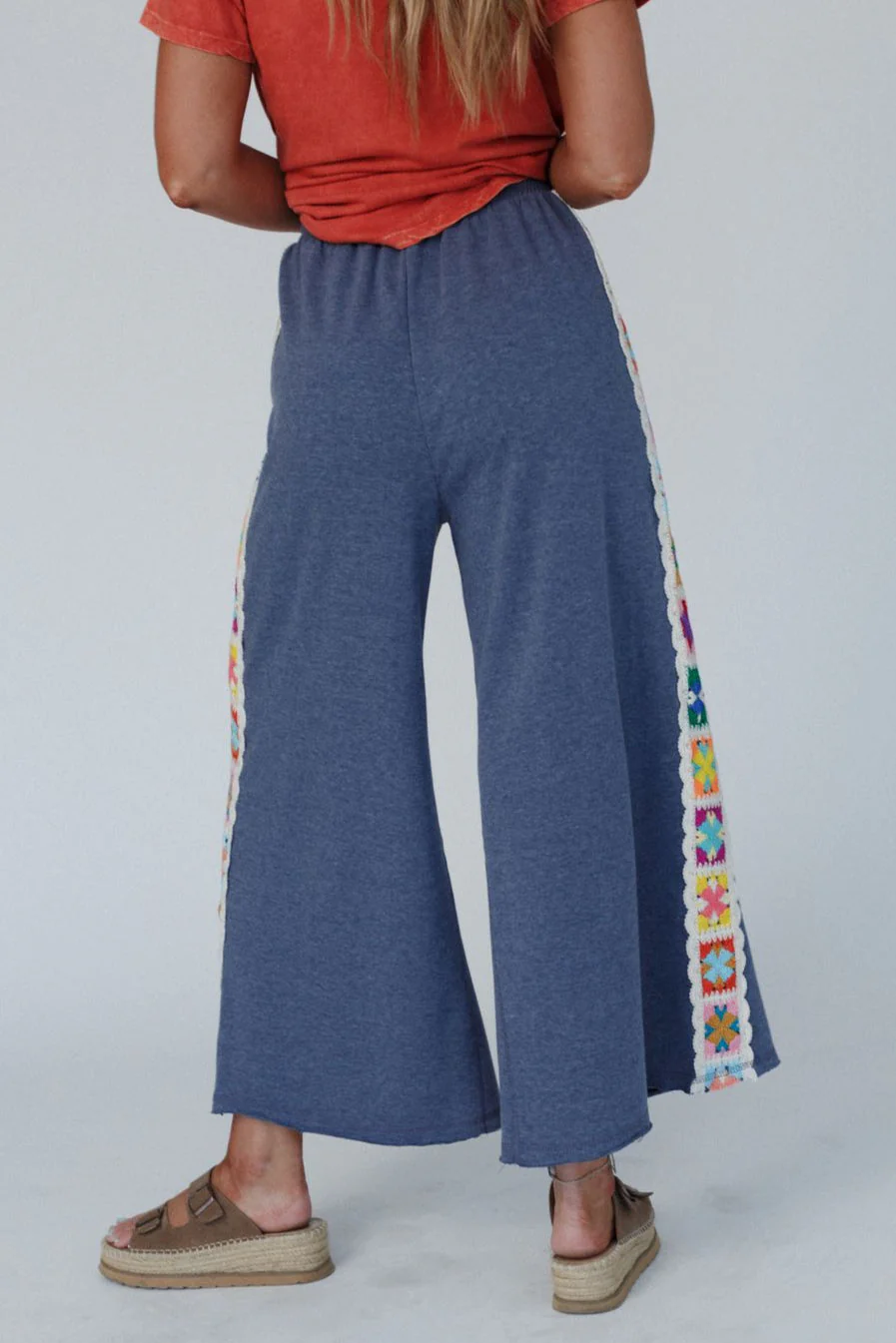 The Nest Love Seeker Crochet Panel Pants - Heather Navy - Image 4