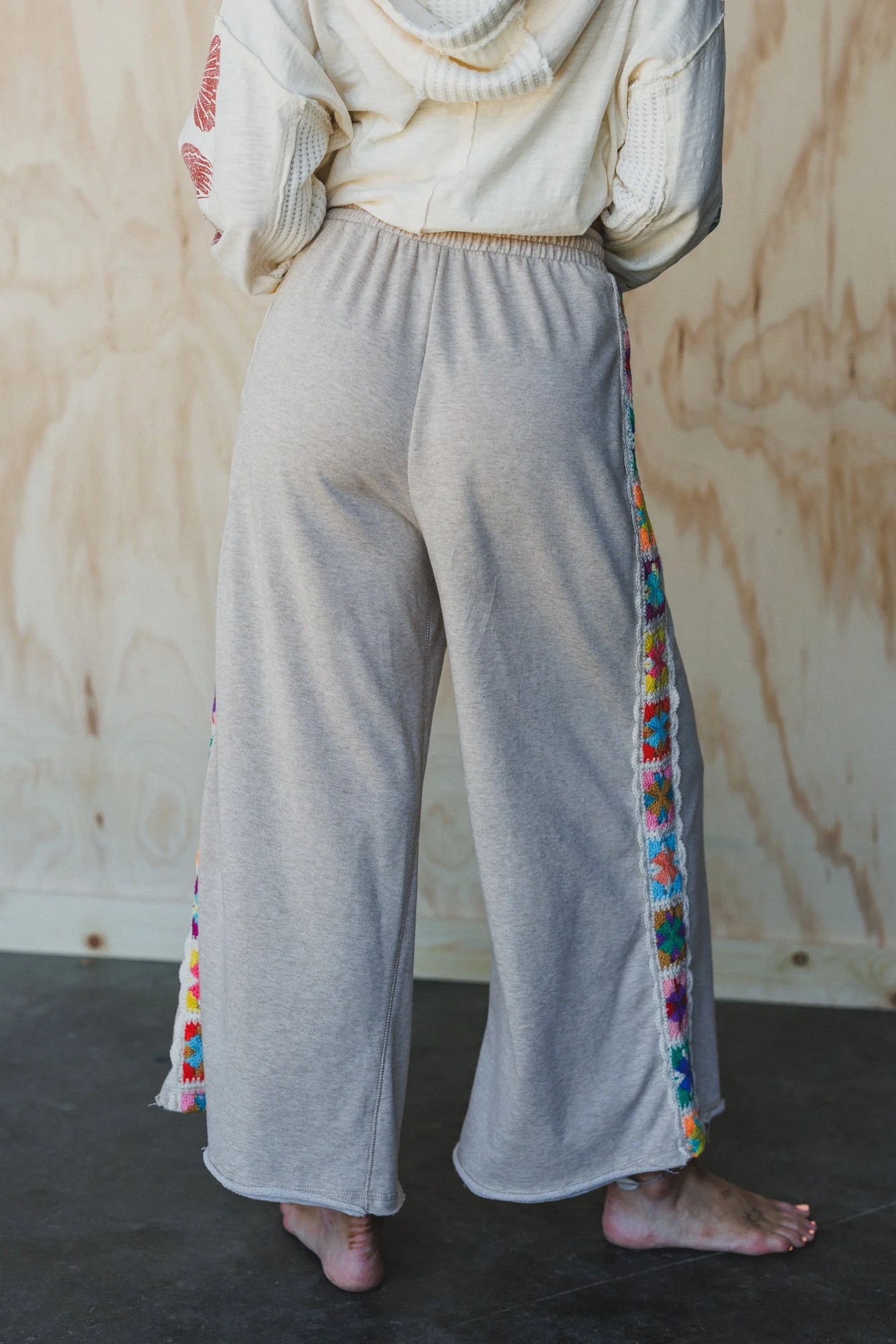 The Nest Love Seeker Crochet Panel Pants - Oatmeal - Image 5