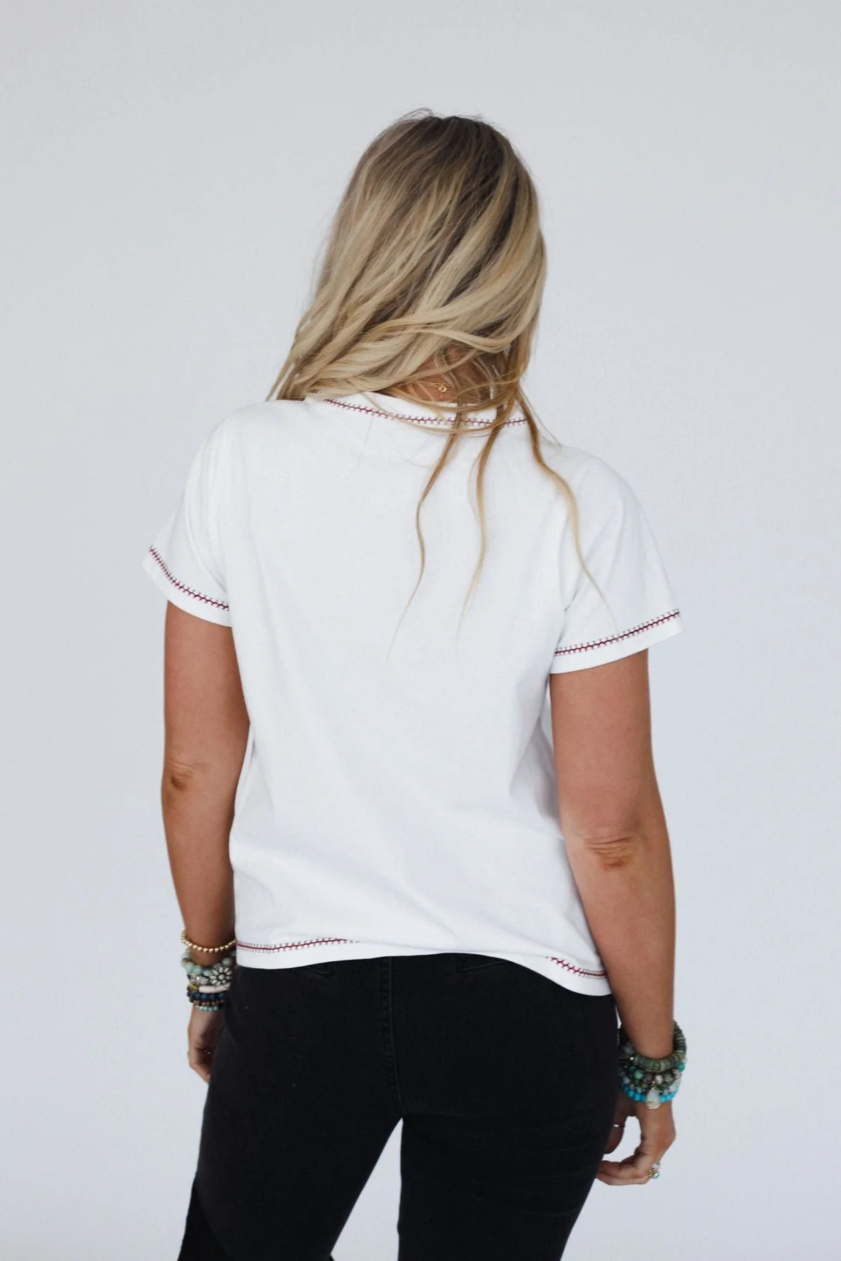Lucky Iron Embroidered Tee - Off White - Image 4
