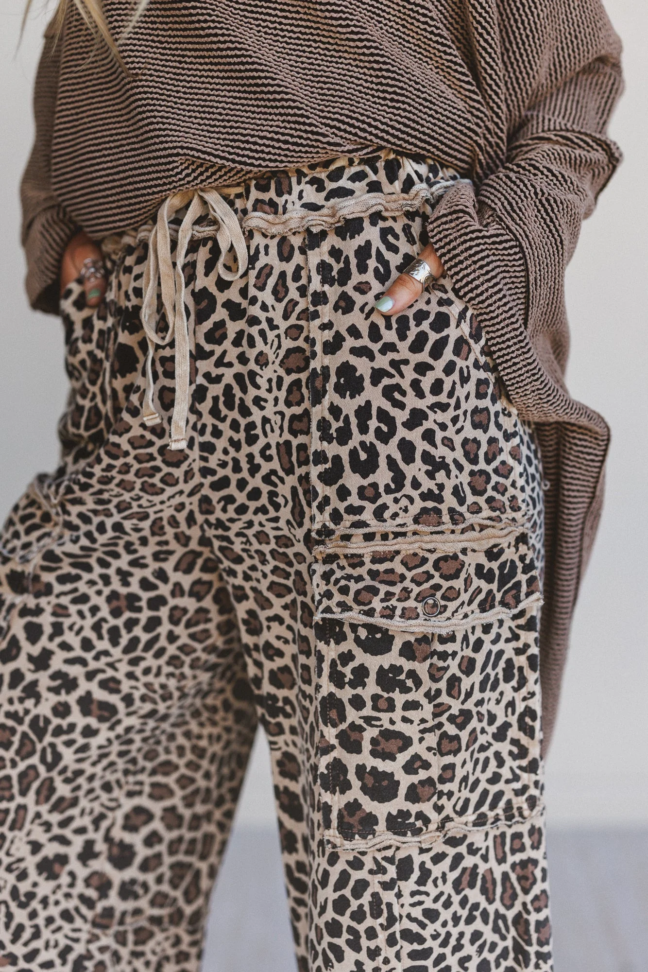 Lucky One Animal Print Cargo Pants - Mocha - Image 2