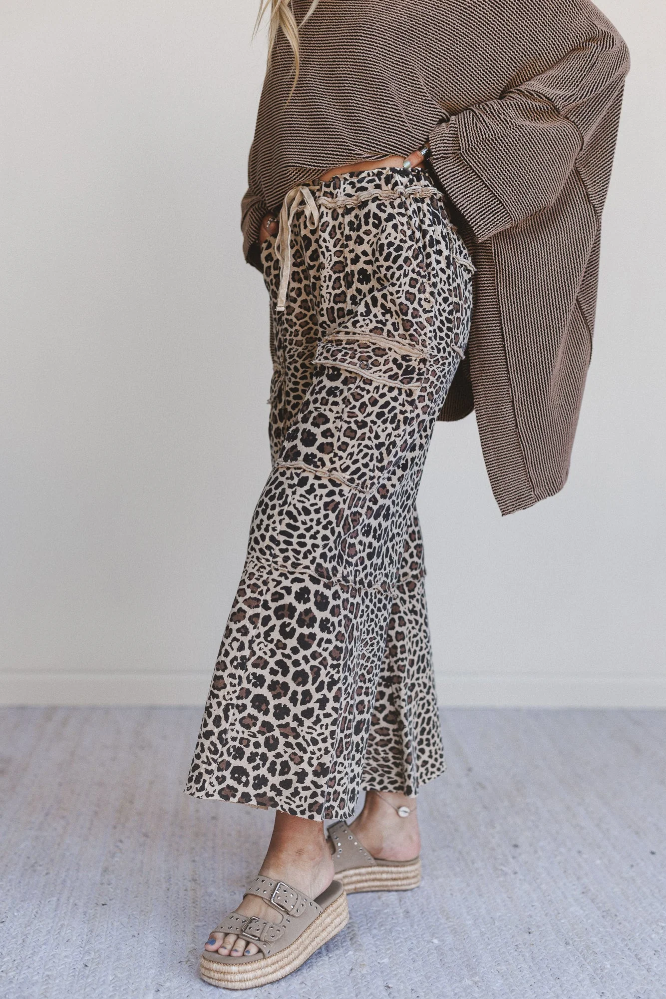 Lucky One Animal Print Cargo Pants - Mocha - Image 3