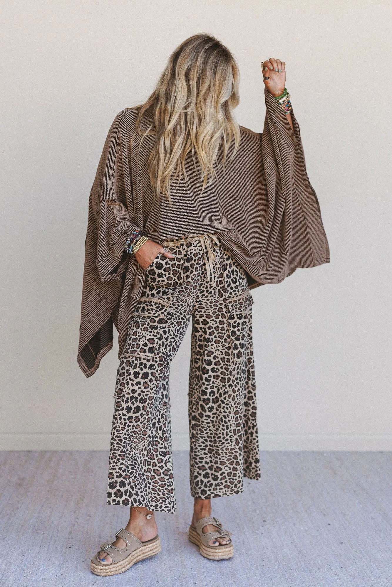 Lucky One Animal Print Cargo Pants - Mocha - Image 4