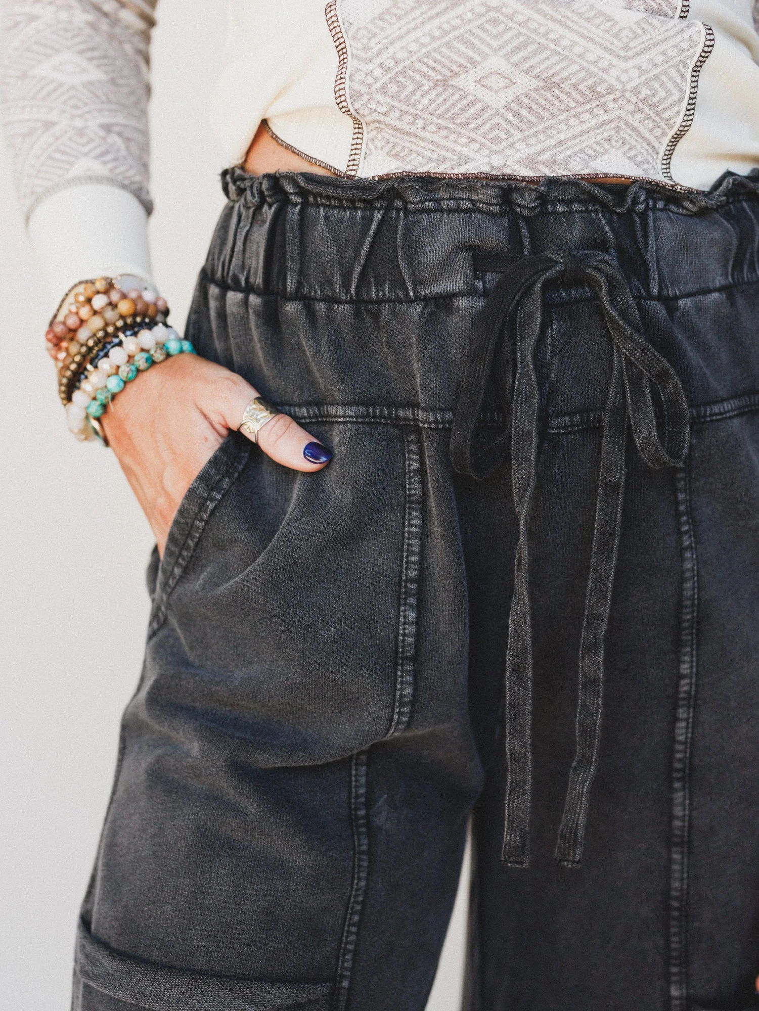 Lucky One Wide Leg Full Pant - Charcoal - Image 3