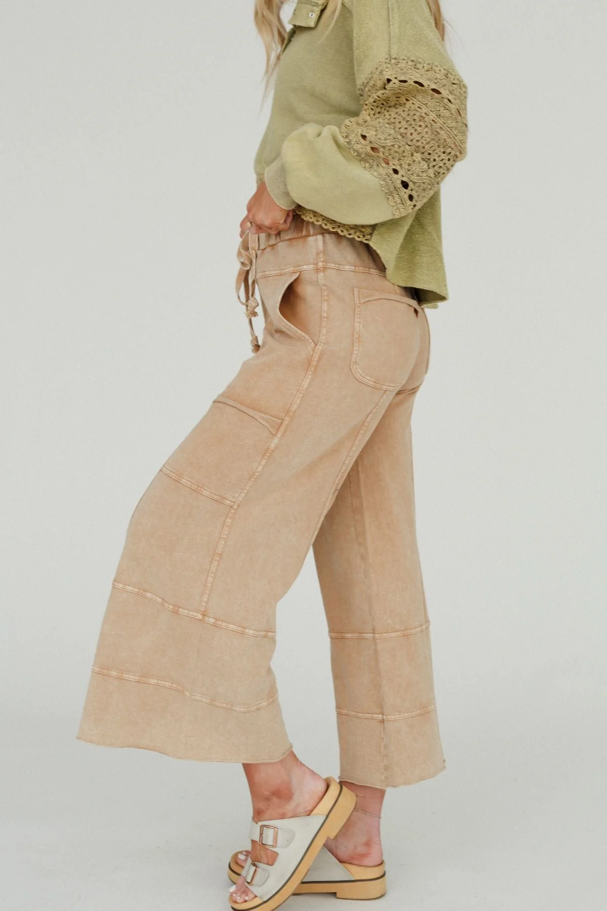 Lucky One Wide Leg Pant - Camel - Image 9