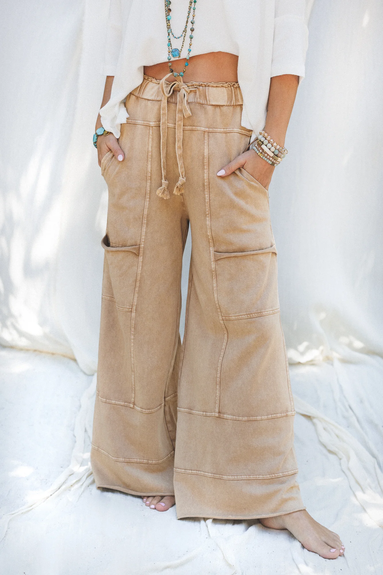 Lucky One Wide Leg Pant - Camel - Image 3