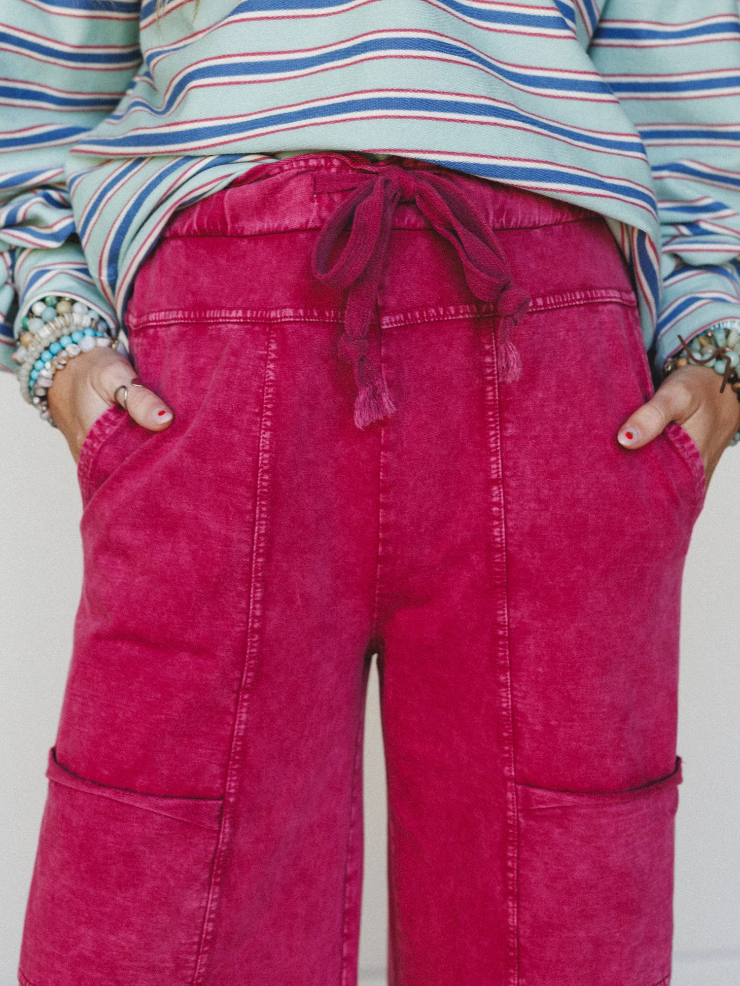 Lucky One Wide Leg Pant - Burgundy - Image 3