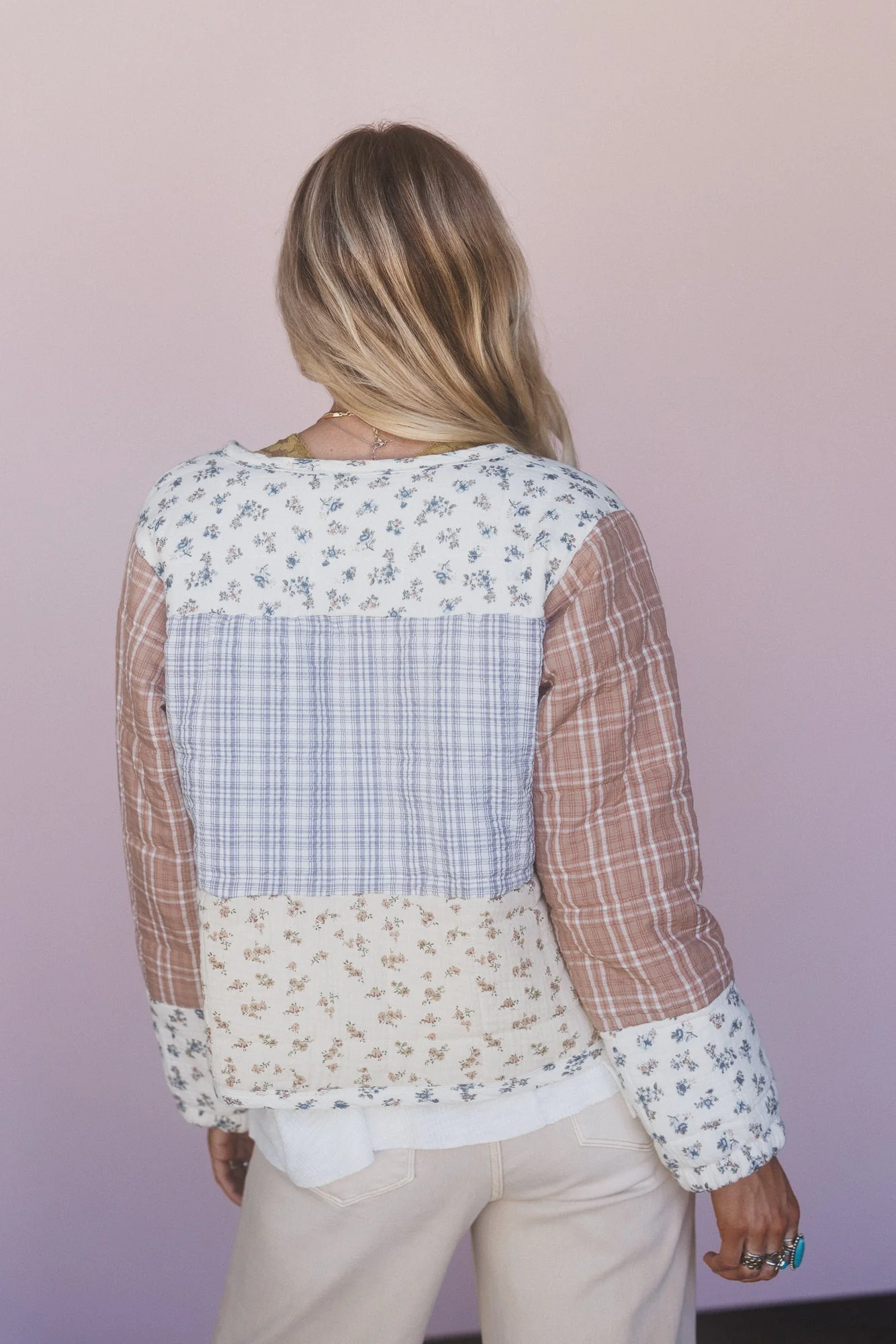 Lush Fields Contrast Shacket - Ivory - Image 5