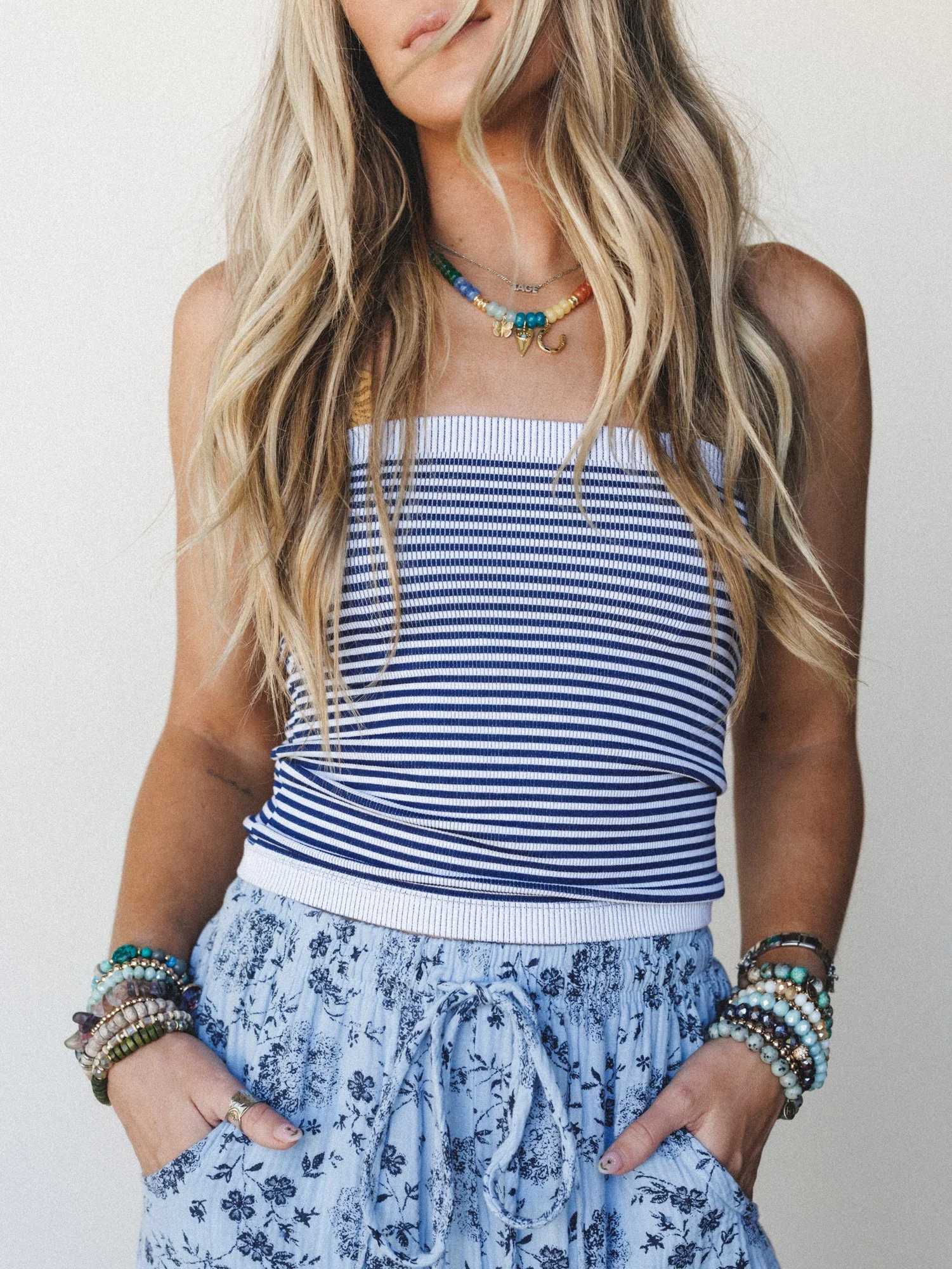 Lush Life Tube Top - Navy White
