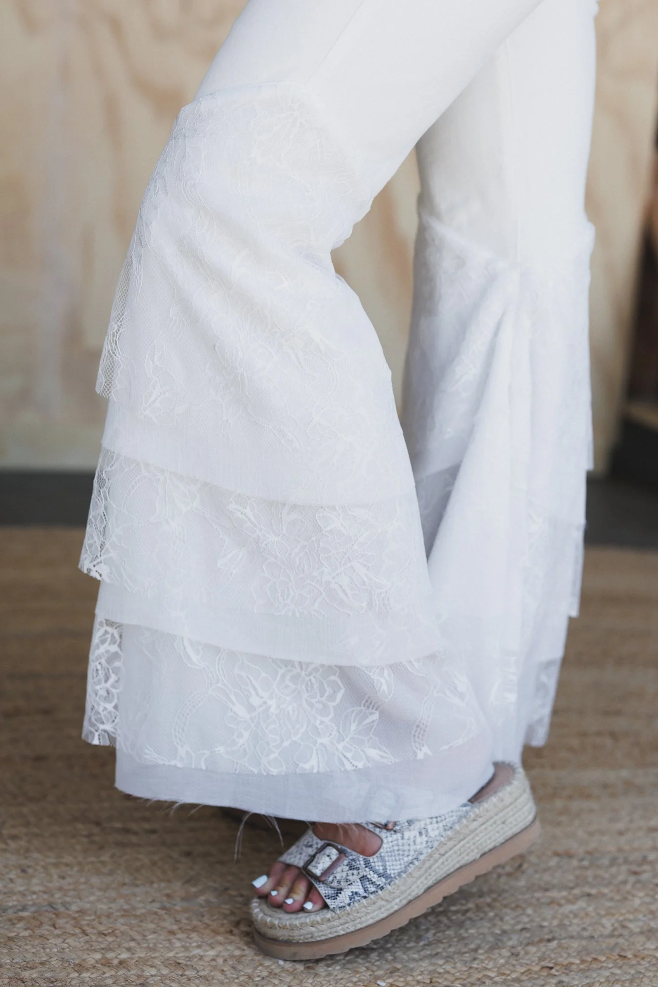 Marbella Lace Flared Jeans - White - Image 3