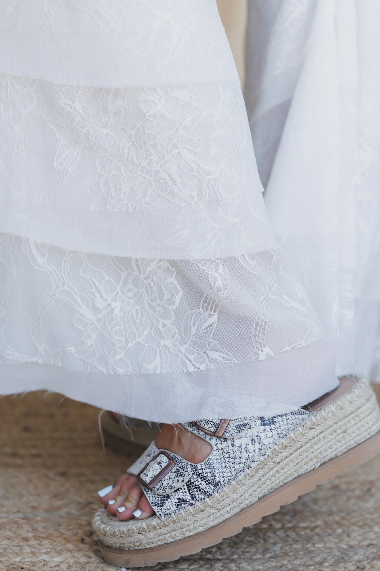 Marbella Lace Flared Jeans - White - Image 6