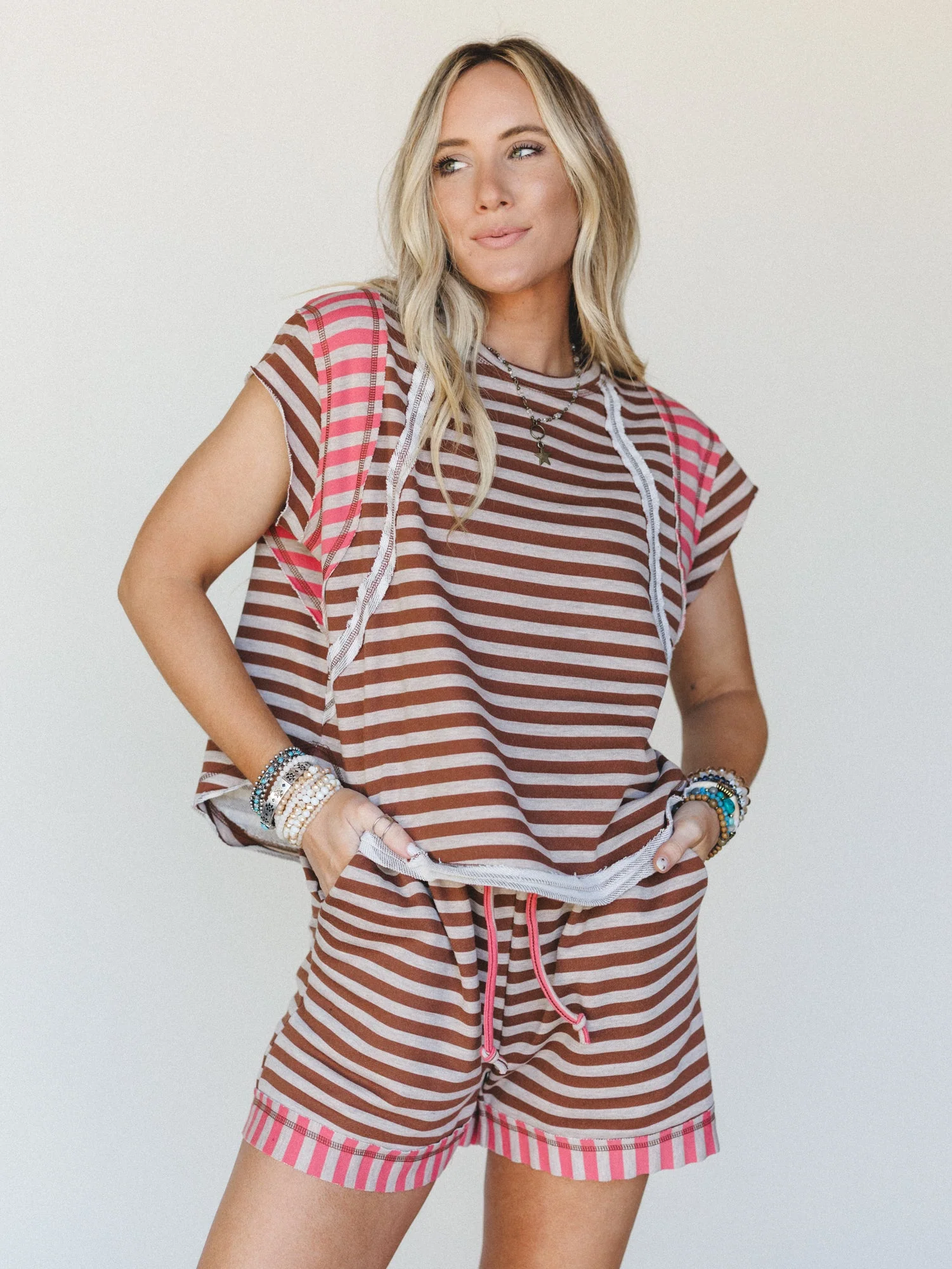 Mazy Two Piece Set - Coffee Coral - Pre Order