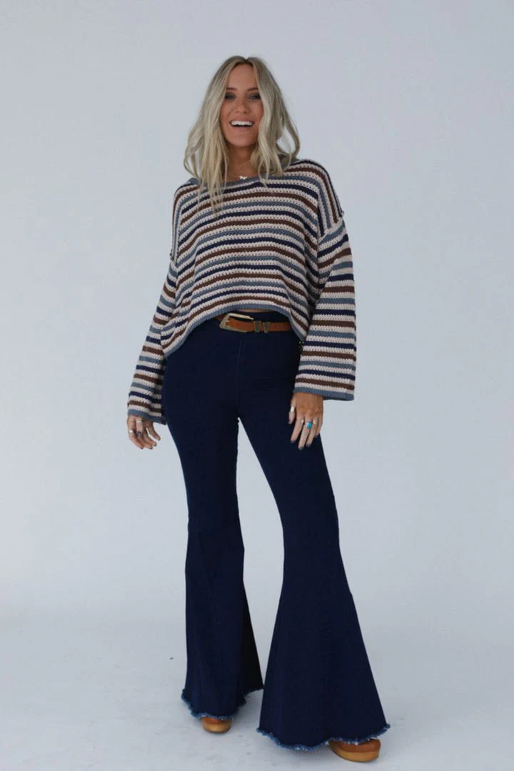 Meadow Crochet Striped Top - Taupe Multi - Image 2