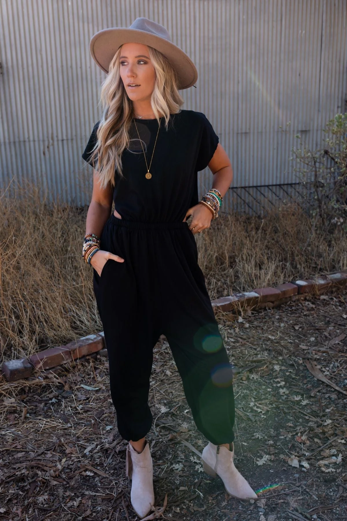The Nest Midsummer Morocco Open Back Jumpsuit - Black - Image 2